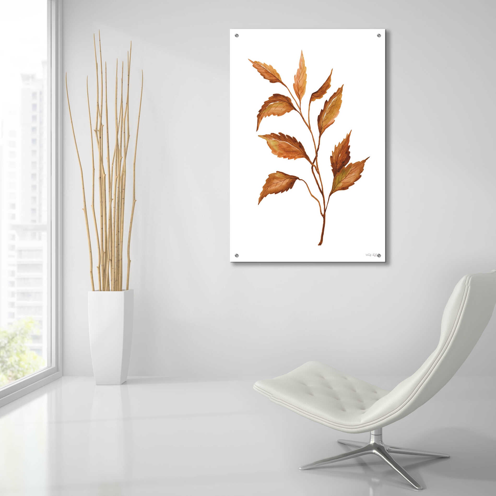 Epic Art 'Fall Leaf Stem IV' by Cindy Jacobs, Acrylic Glass Wall Art,24x36