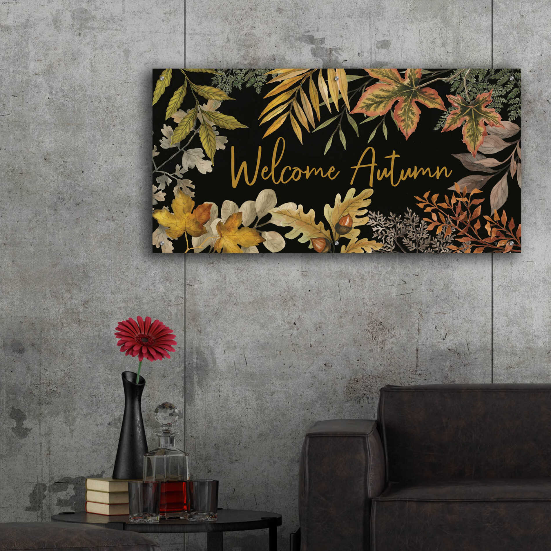 Epic Art 'Welcome Autumn' by Cindy Jacobs, Acrylic Glass Wall Art,48x24