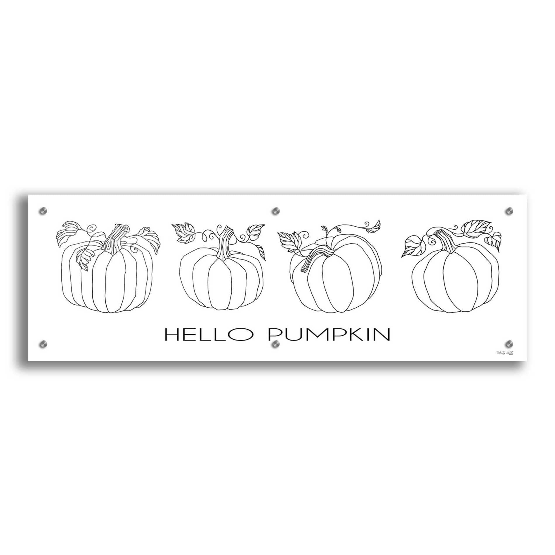 Epic Art 'Hello Pumpkin Simple' by Cindy Jacobs, Acrylic Glass Wall Art,36x12