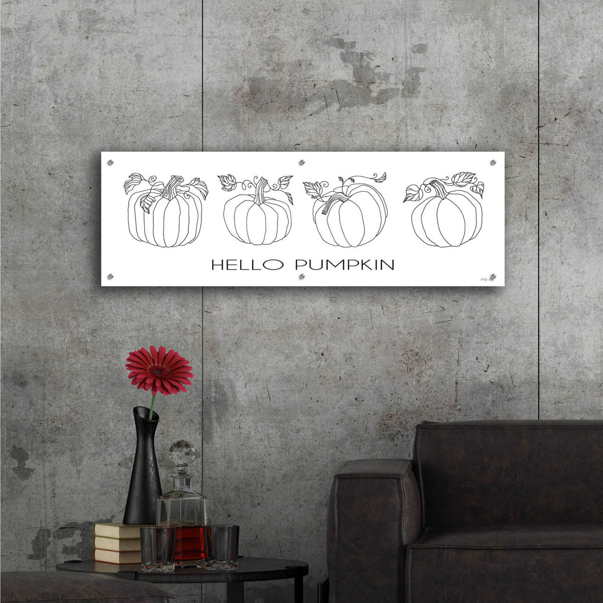 Epic Art 'Hello Pumpkin Simple' by Cindy Jacobs, Acrylic Glass Wall Art,48x16