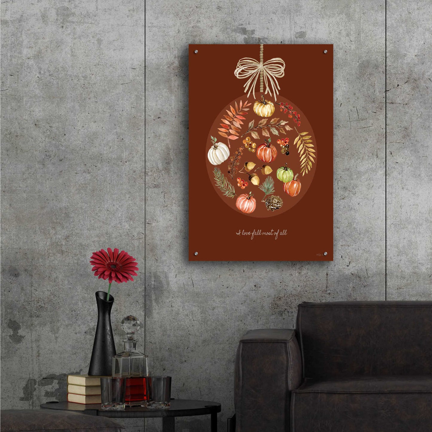 Epic Art 'I Love Fall Ornament' by Cindy Jacobs, Acrylic Glass Wall Art,24x36