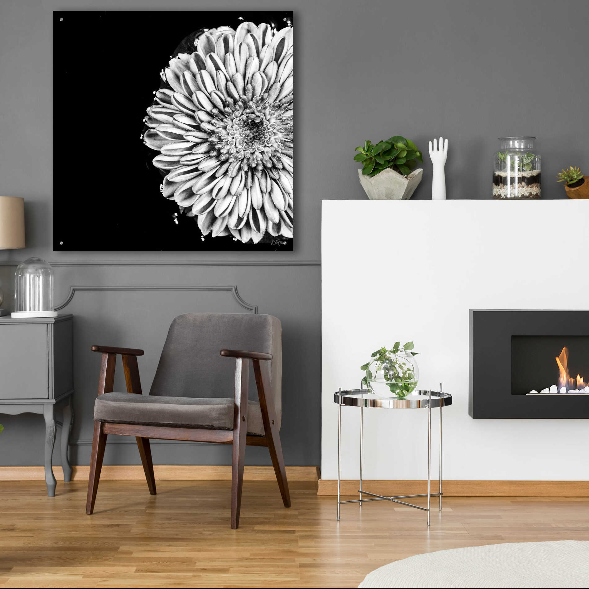 Epic Art 'Black and White Flower Love II' by Donnie Quillen, Acrylic Glass Wall Art,36x36