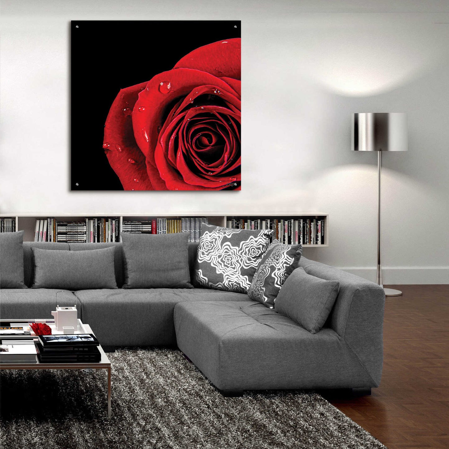 Epic Art 'Pop of Red Rose' by Donnie Quillen, Acrylic Glass Wall Art,36x36