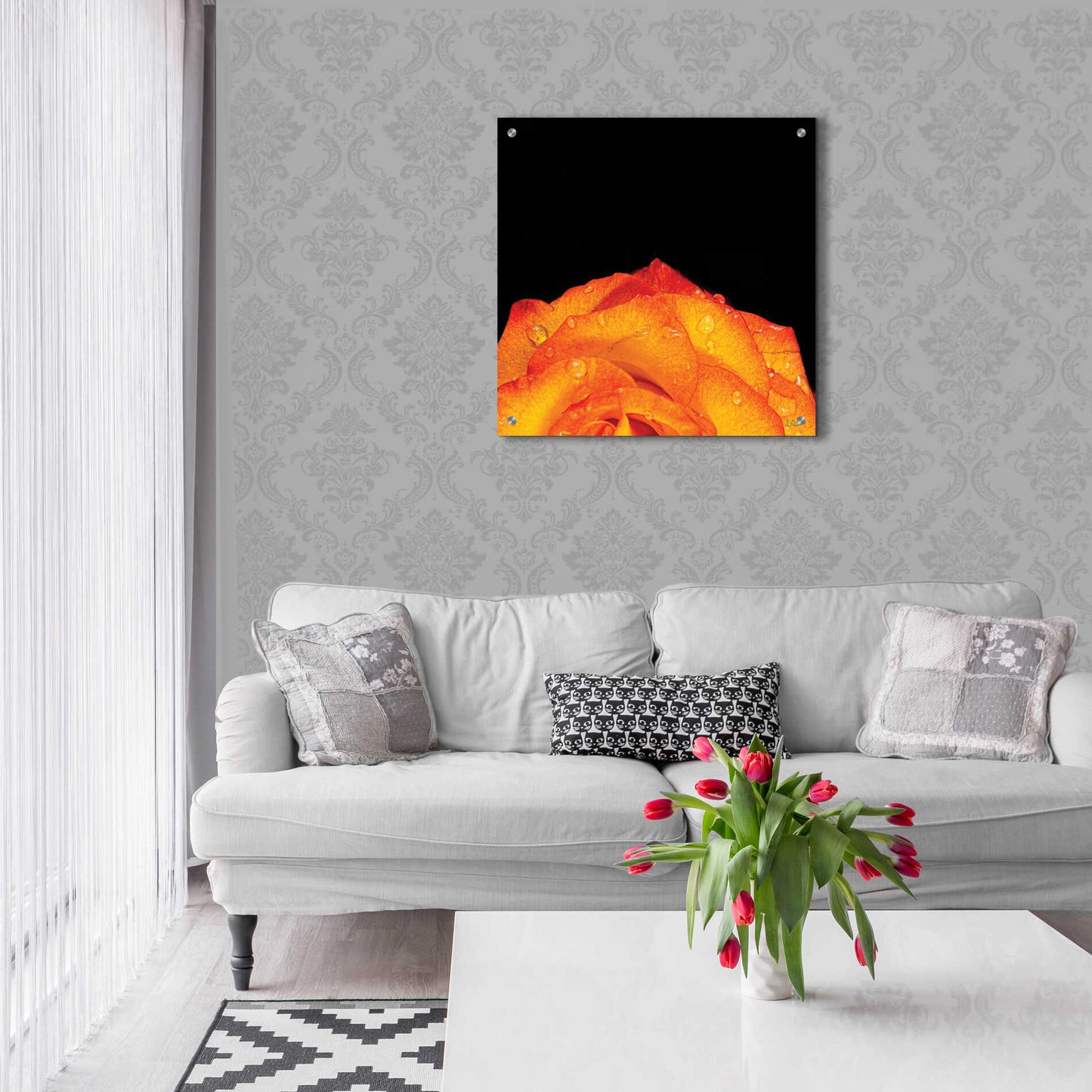 Epic Art 'Orange Petals' by Donnie Quillen, Acrylic Glass Wall Art,24x24