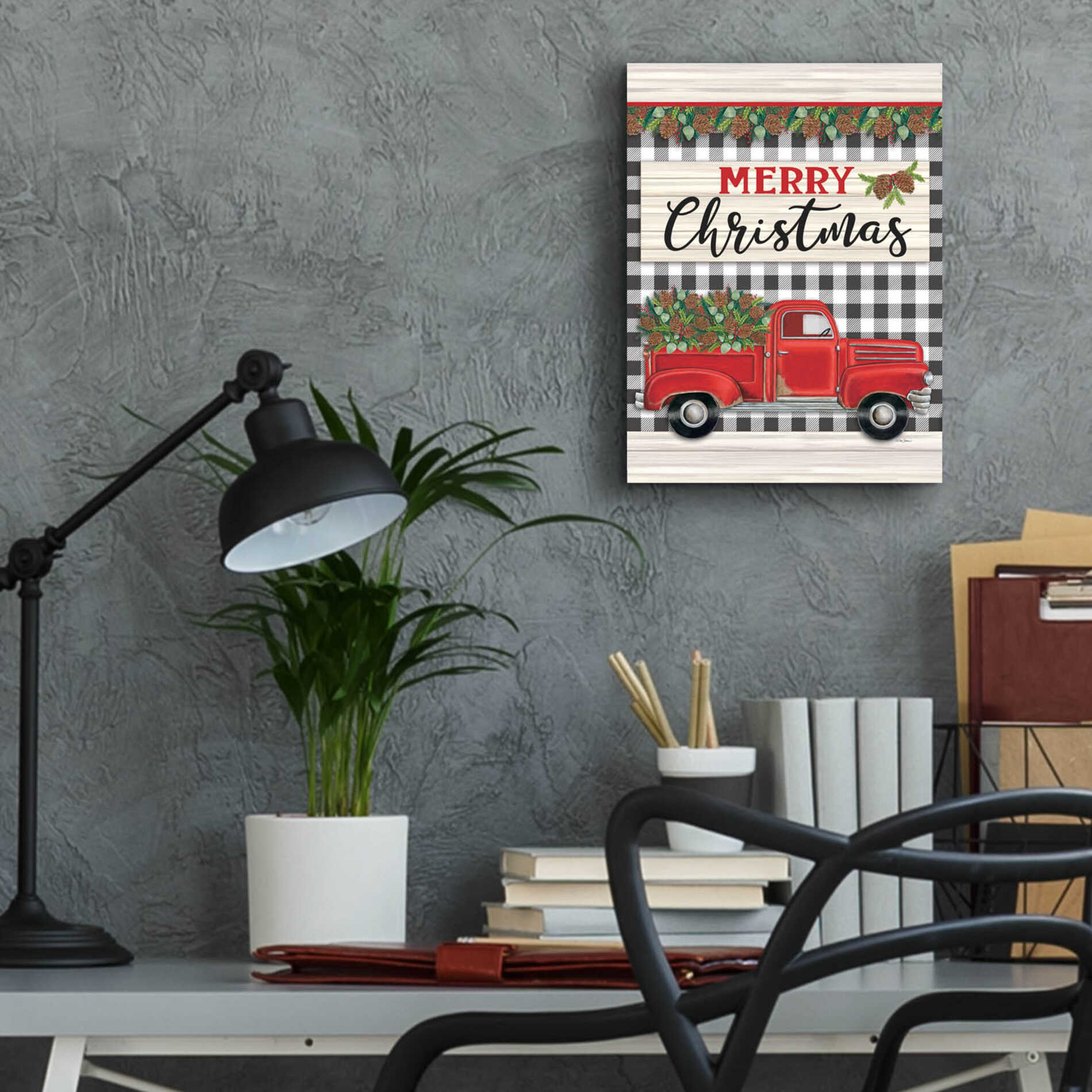 Epic Art 'Merry Christmas Red Truck' by Deb Strain, Acrylic Glass Wall Art,12x16