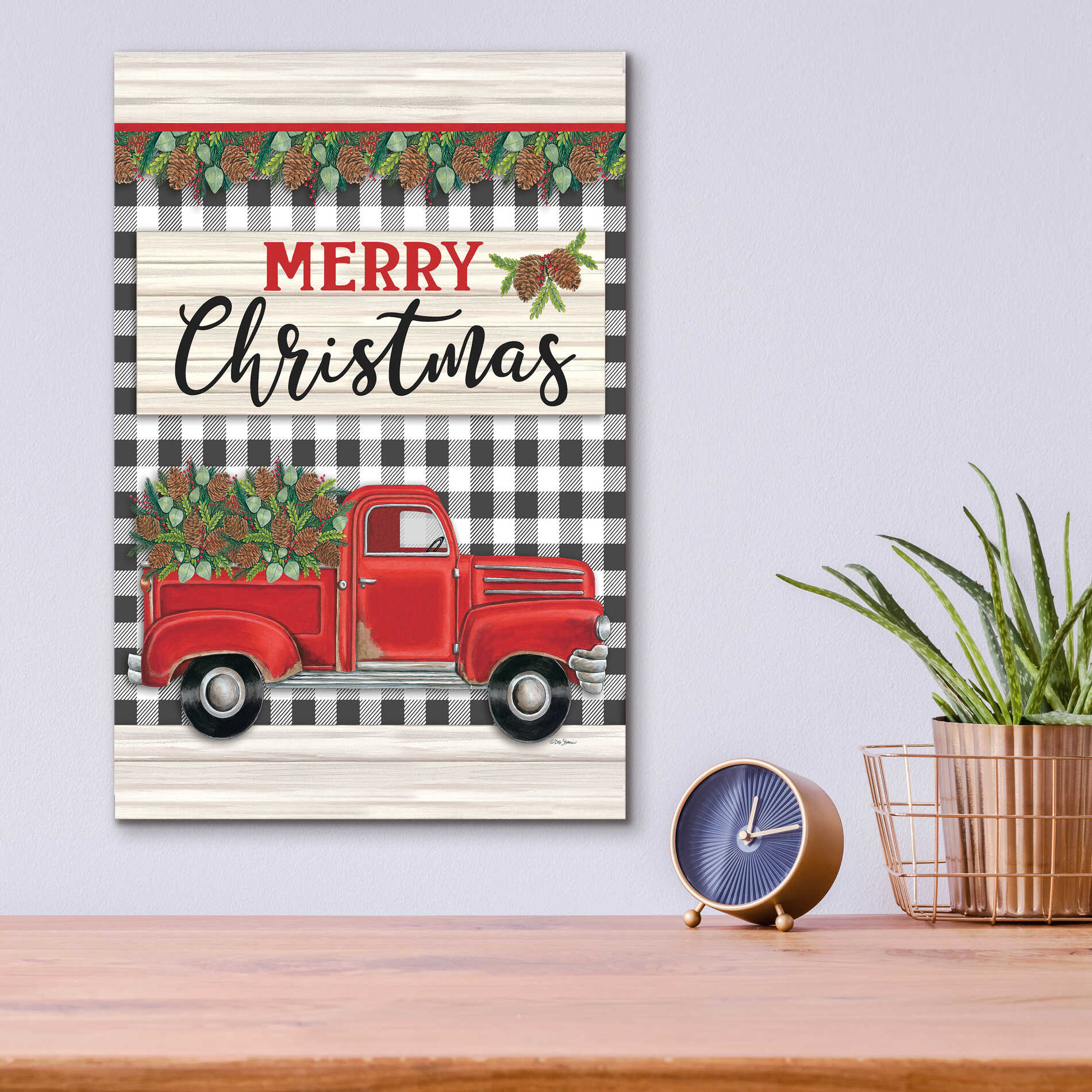 Epic Art 'Merry Christmas Red Truck' by Deb Strain, Acrylic Glass Wall Art,12x16