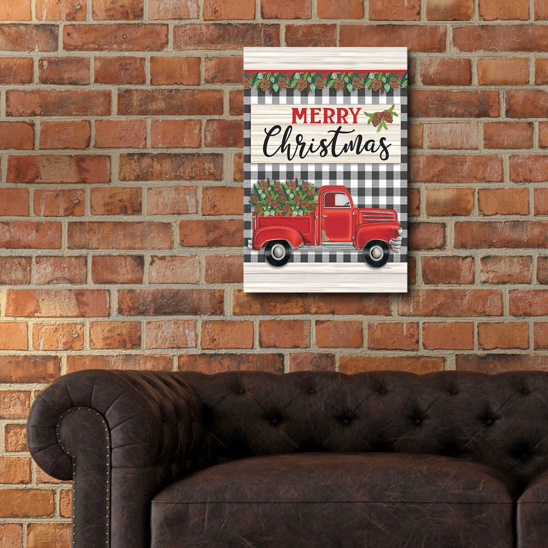 Epic Art 'Merry Christmas Red Truck' by Deb Strain, Acrylic Glass Wall Art,16x24