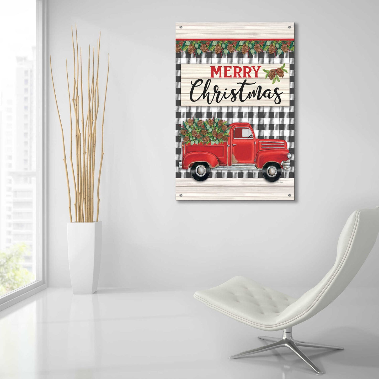 Epic Art 'Merry Christmas Red Truck' by Deb Strain, Acrylic Glass Wall Art,24x36