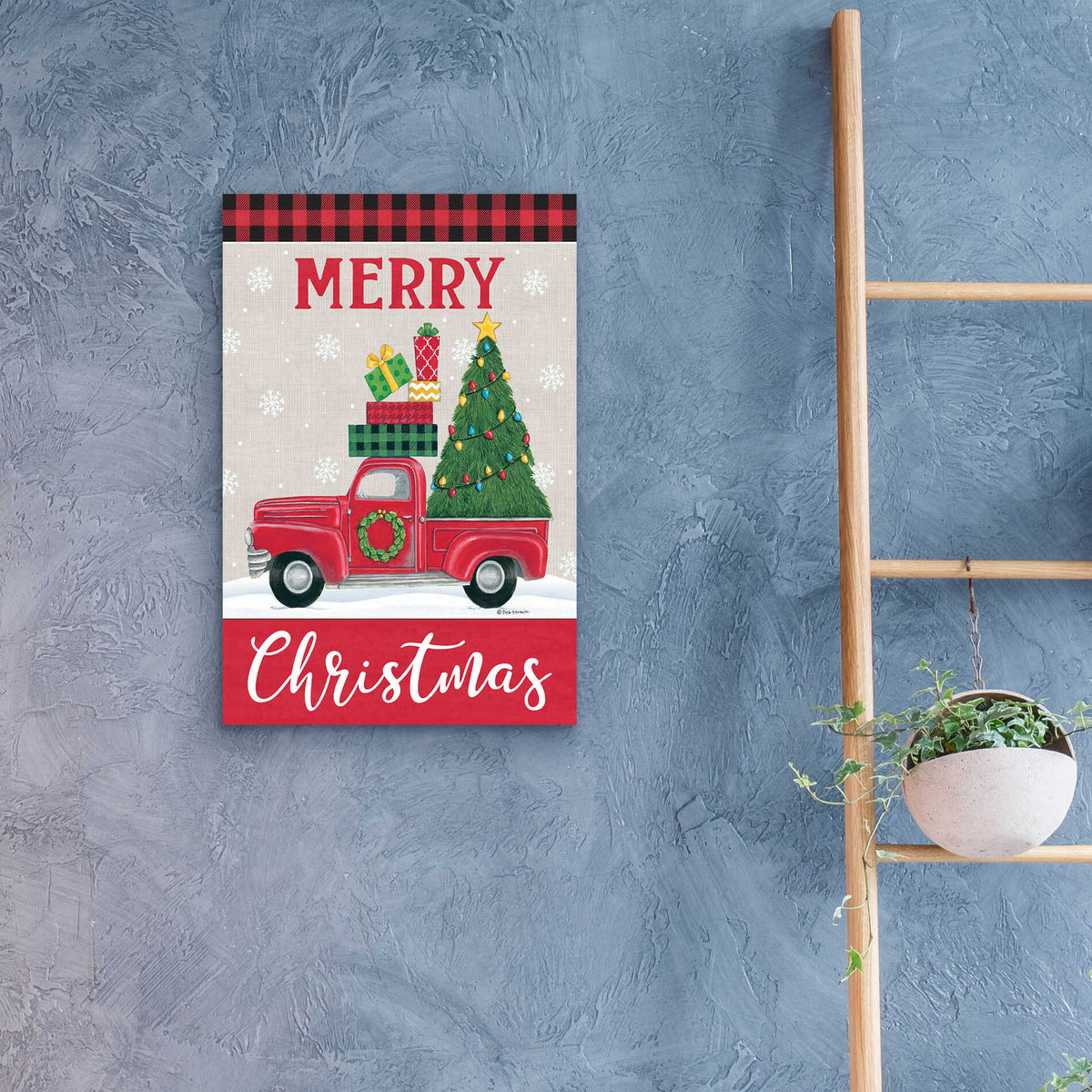 Epic Art 'Christmas Tree Truck' by Deb Strain, Acrylic Glass Wall Art,16x24