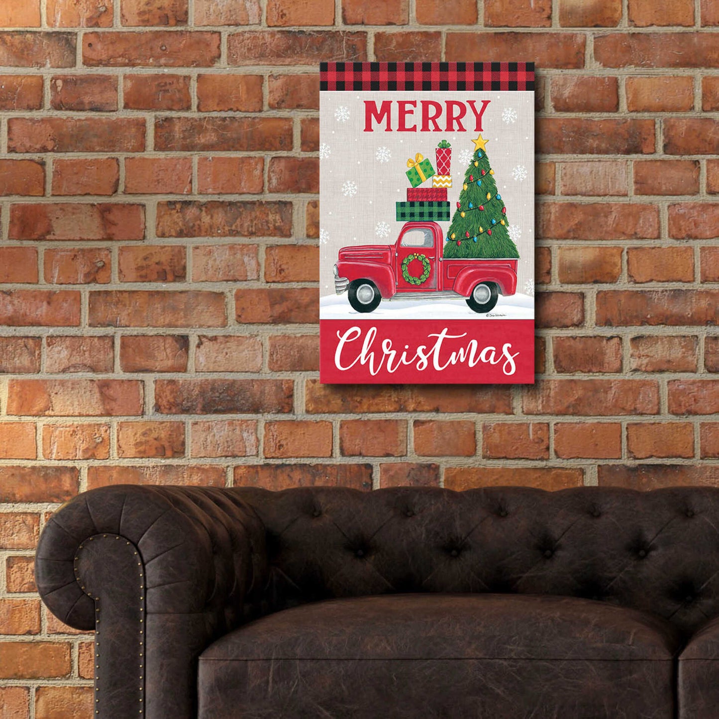 Epic Art 'Christmas Tree Truck' by Deb Strain, Acrylic Glass Wall Art,16x24