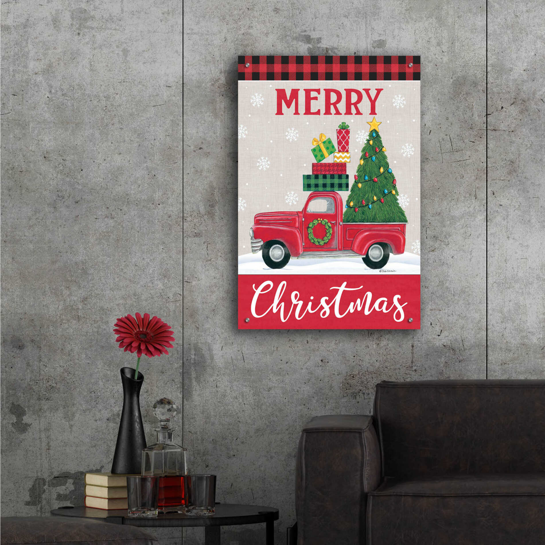 Epic Art 'Christmas Tree Truck' by Deb Strain, Acrylic Glass Wall Art,24x36