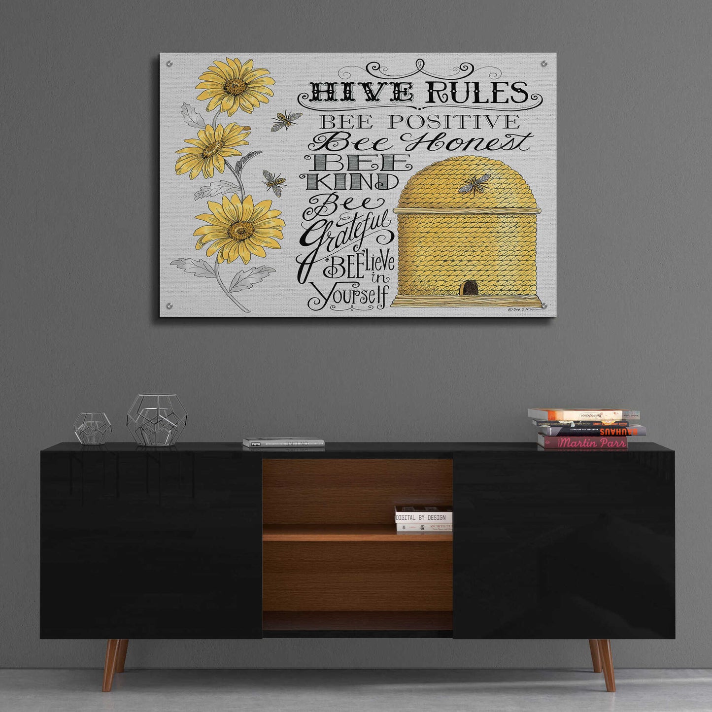 Epic Art 'Hive Rules 2' by Deb Strain, Acrylic Glass Wall Art,36x24