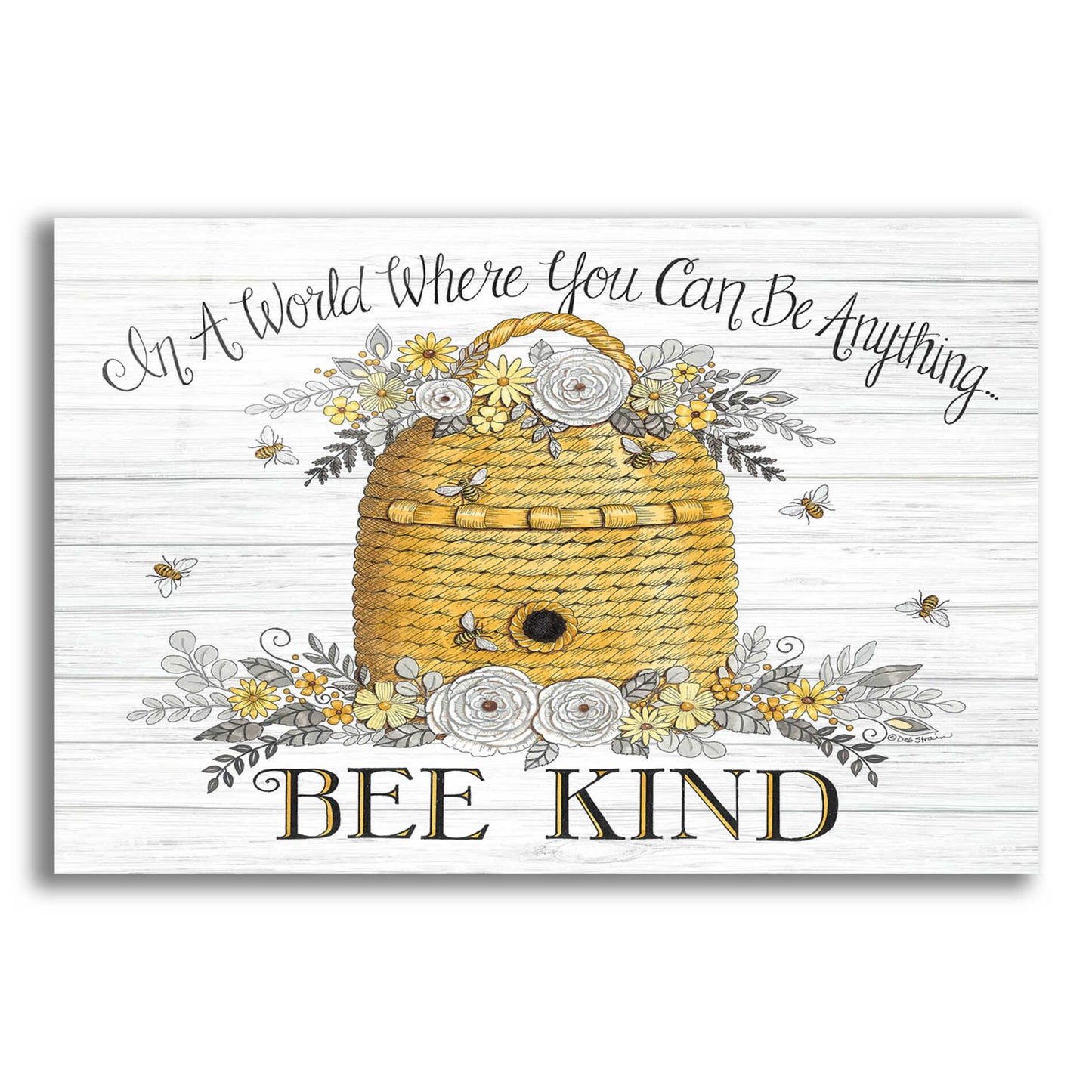 Epic Art 'Bee Kind Bee Hive' by Deb Strain, Acrylic Glass Wall Art,24x16