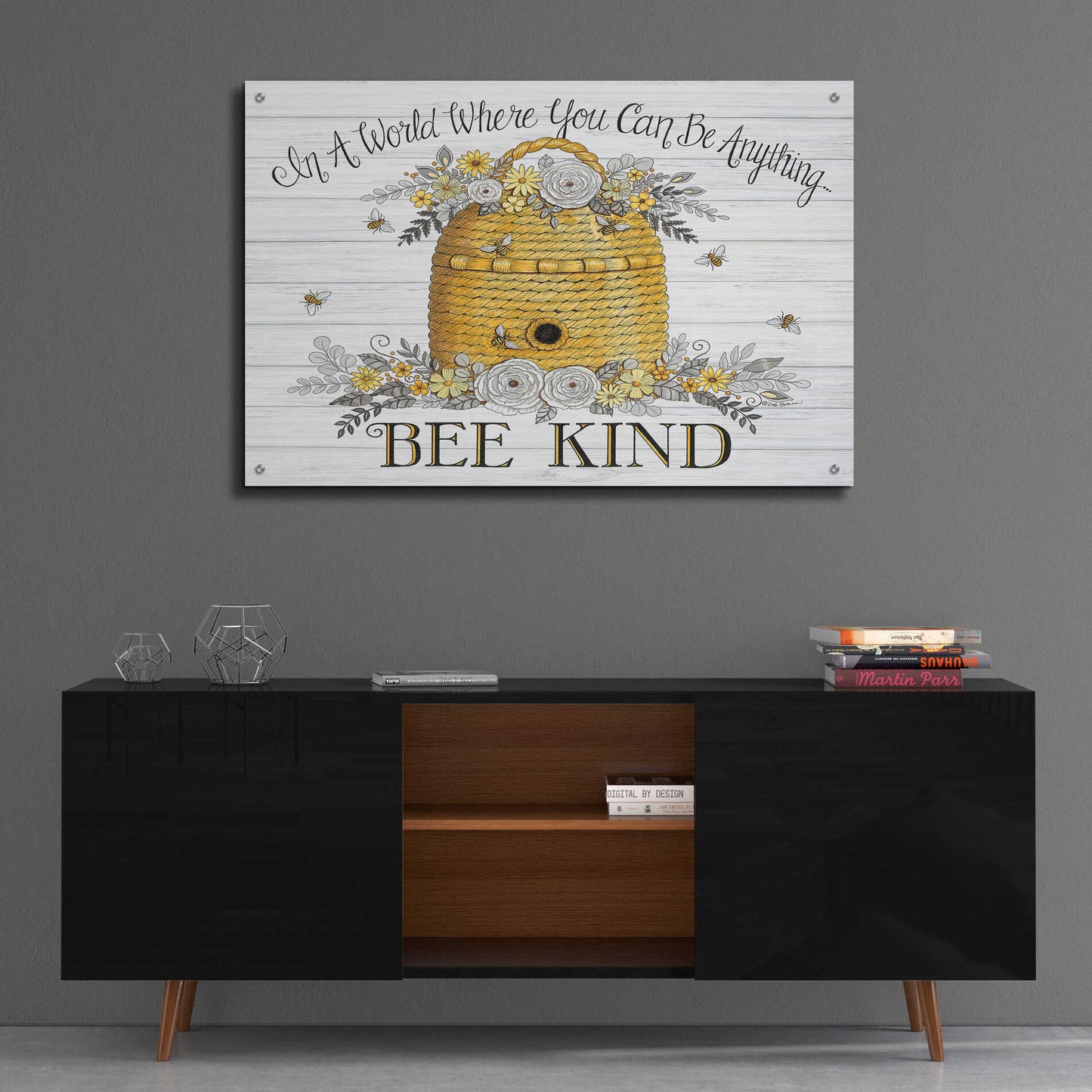 Epic Art 'Bee Kind Bee Hive' by Deb Strain, Acrylic Glass Wall Art,36x24