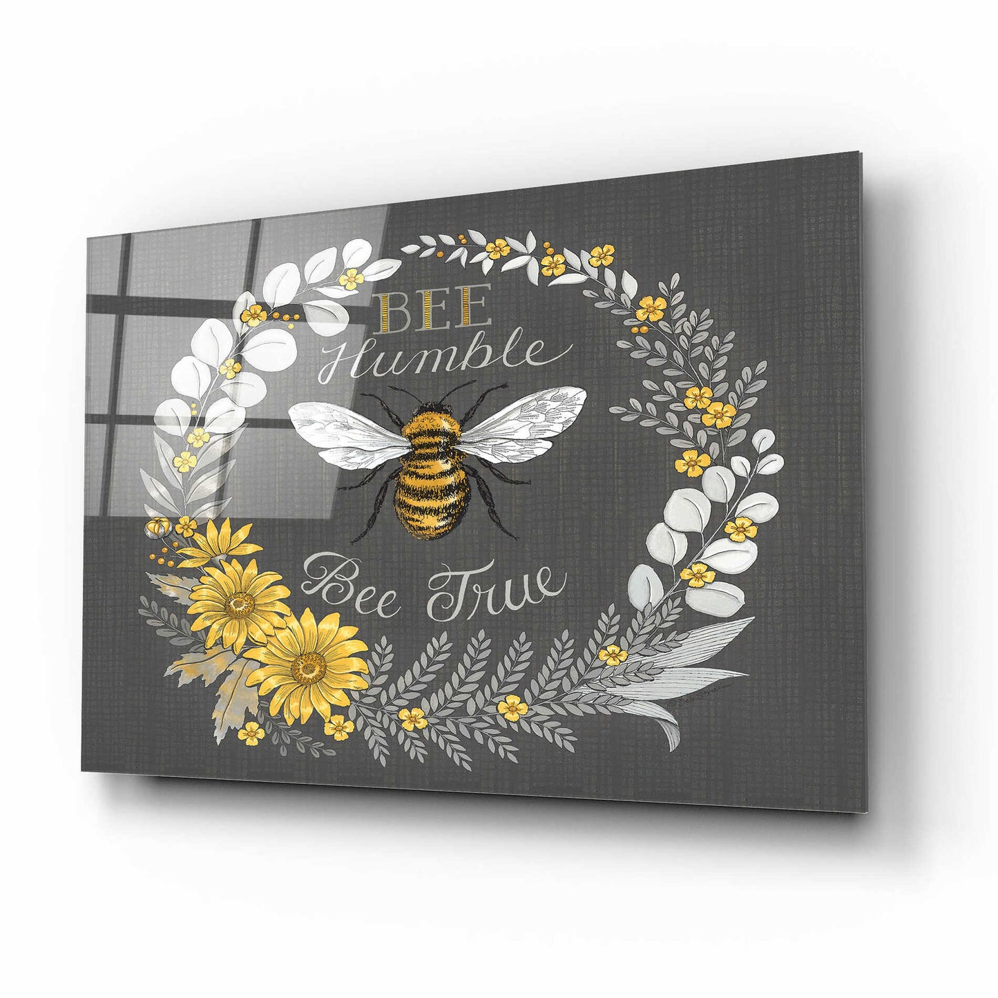 Epic Art 'Bee Humble, Bee True' by Deb Strain, Acrylic Glass Wall Art,16x12
