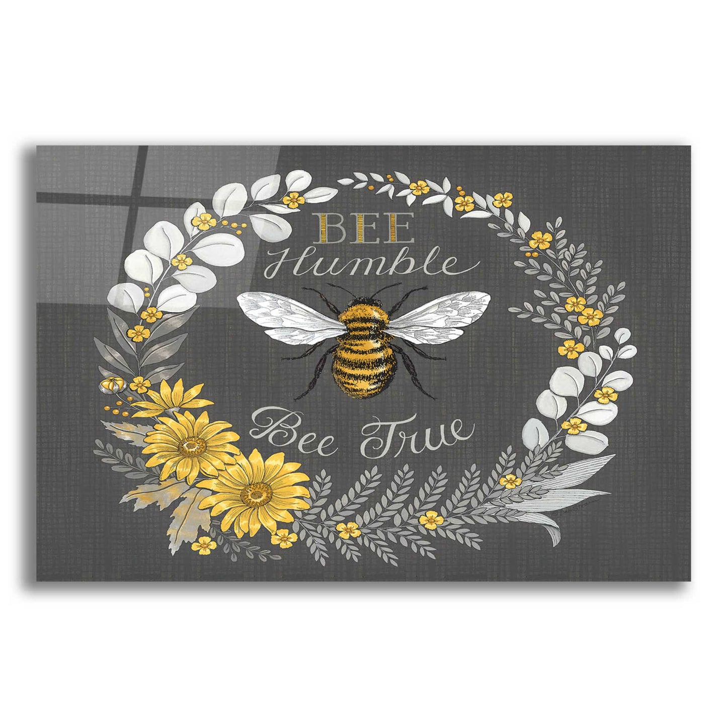 Epic Art 'Bee Humble, Bee True' by Deb Strain, Acrylic Glass Wall Art,24x16