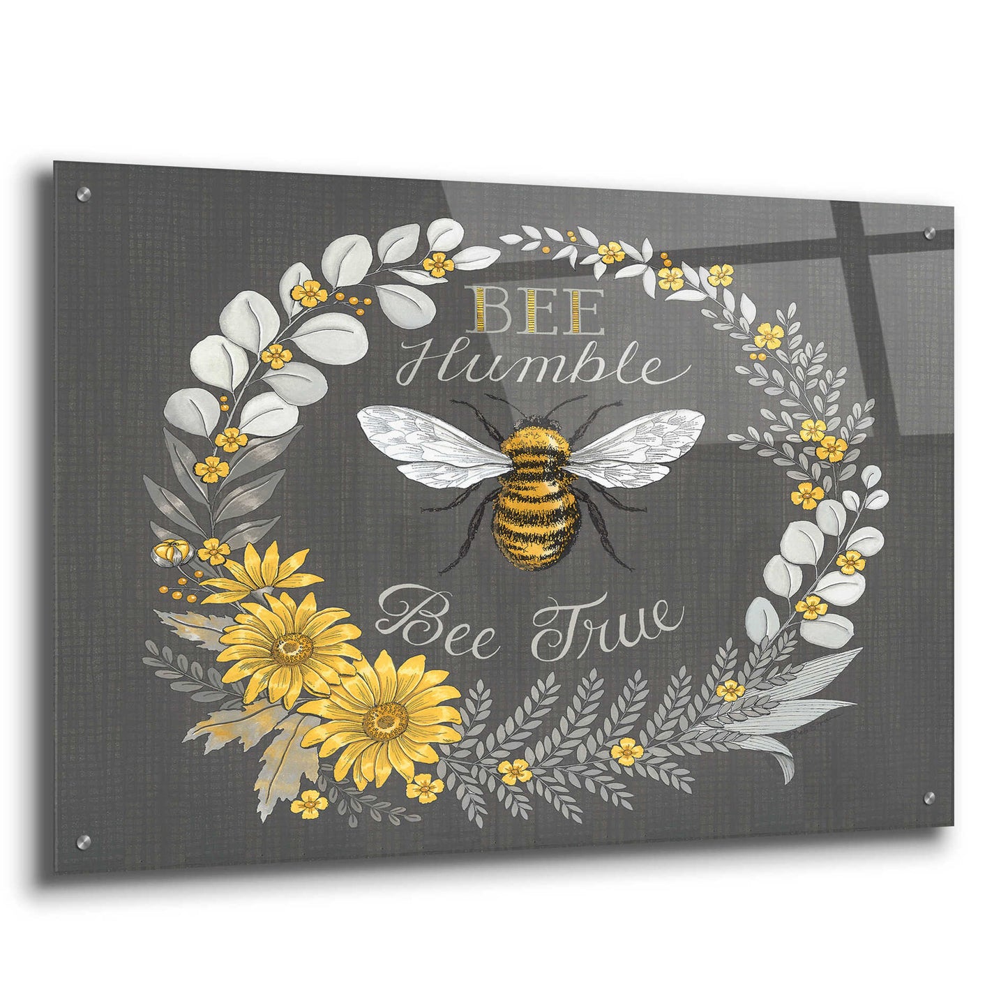 Epic Art 'Bee Humble, Bee True' by Deb Strain, Acrylic Glass Wall Art,36x24