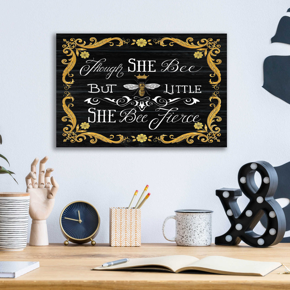 Epic Art 'She Bee Fierce' by Deb Strain, Acrylic Glass Wall Art,16x12