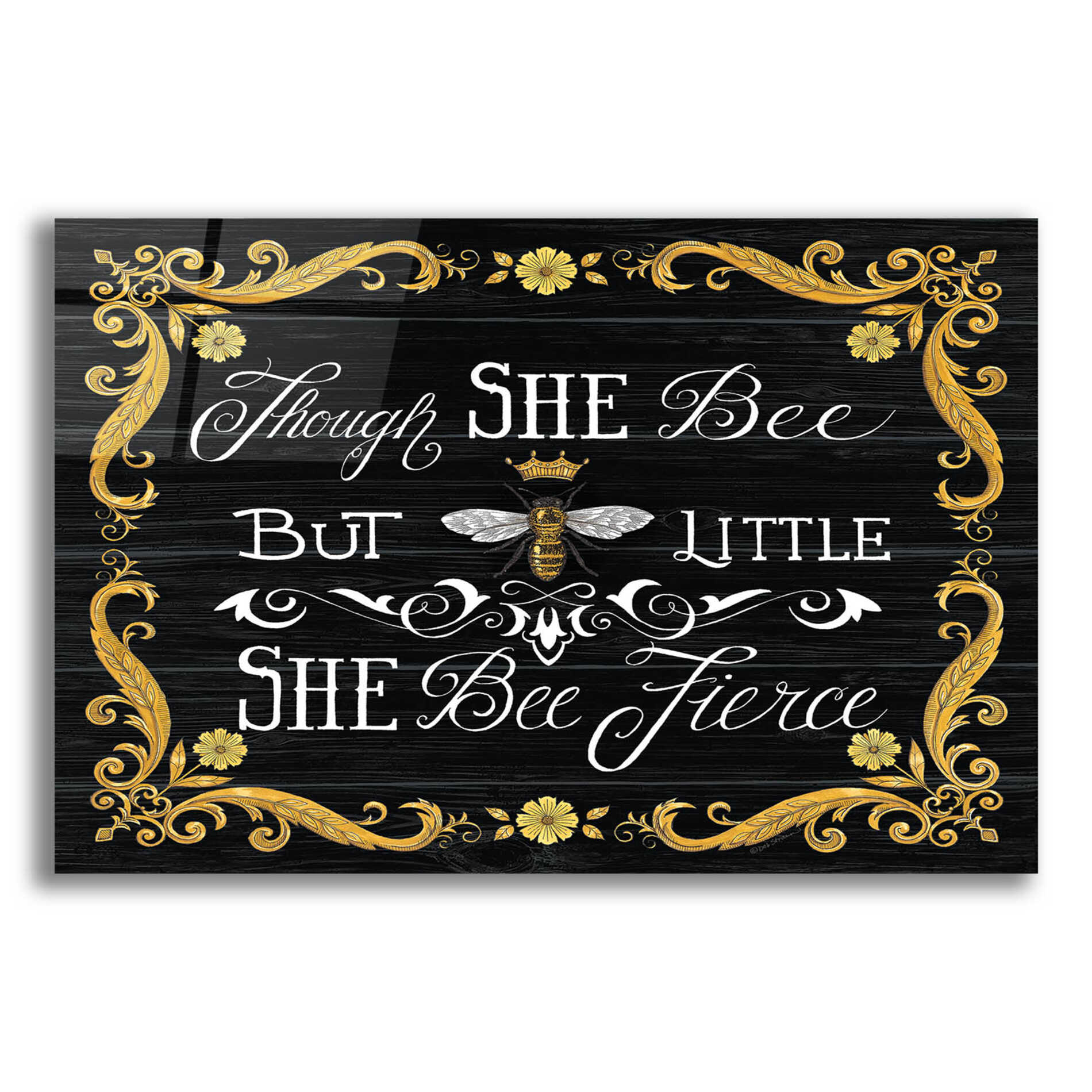 Epic Art 'She Bee Fierce' by Deb Strain, Acrylic Glass Wall Art,16x12