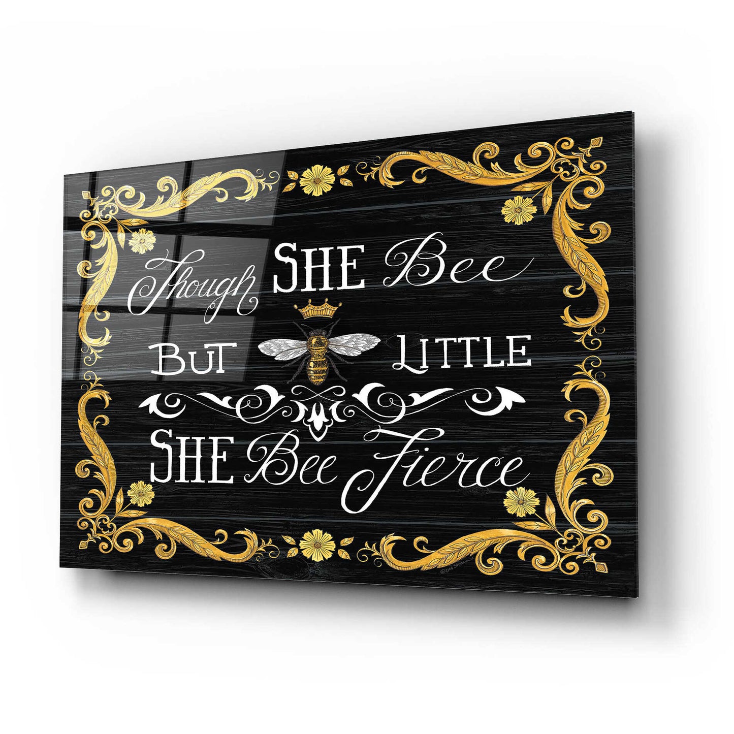 Epic Art 'She Bee Fierce' by Deb Strain, Acrylic Glass Wall Art,24x16
