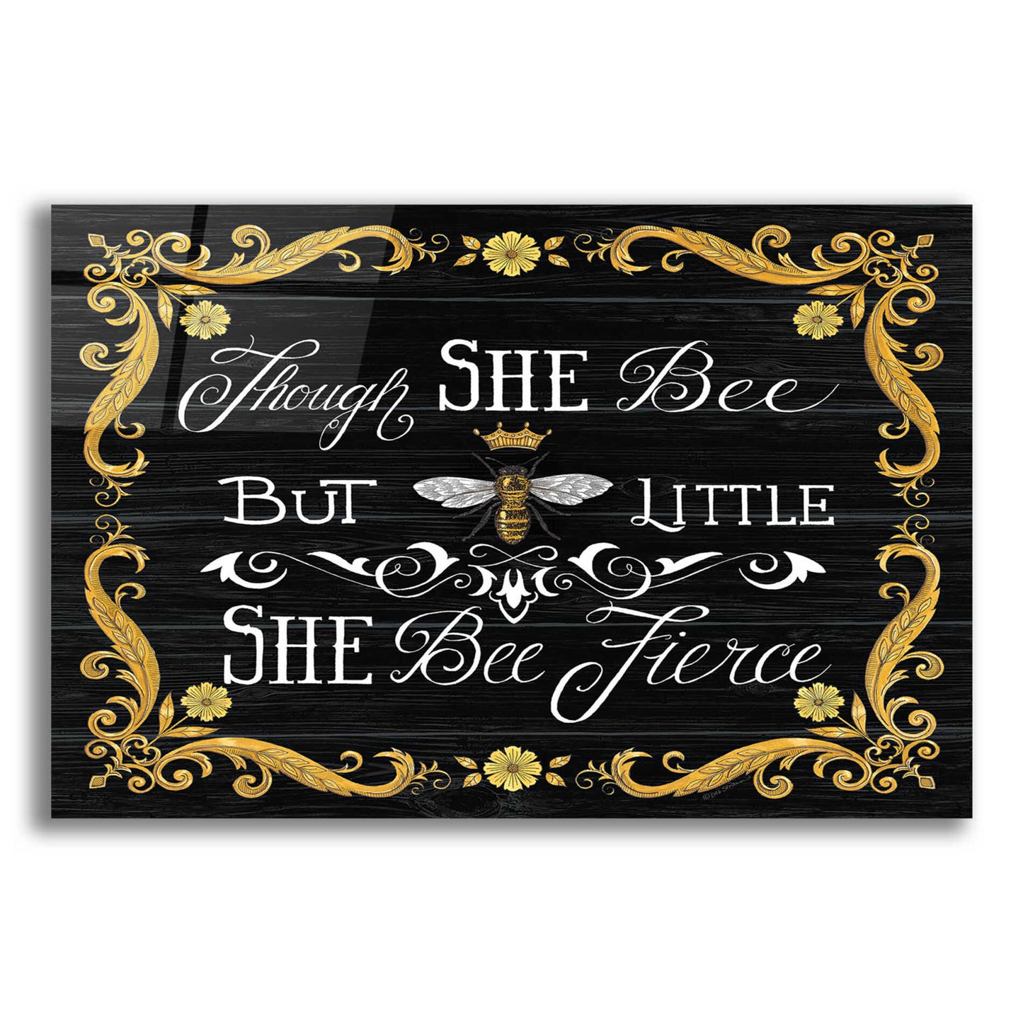 Epic Art 'She Bee Fierce' by Deb Strain, Acrylic Glass Wall Art,24x16