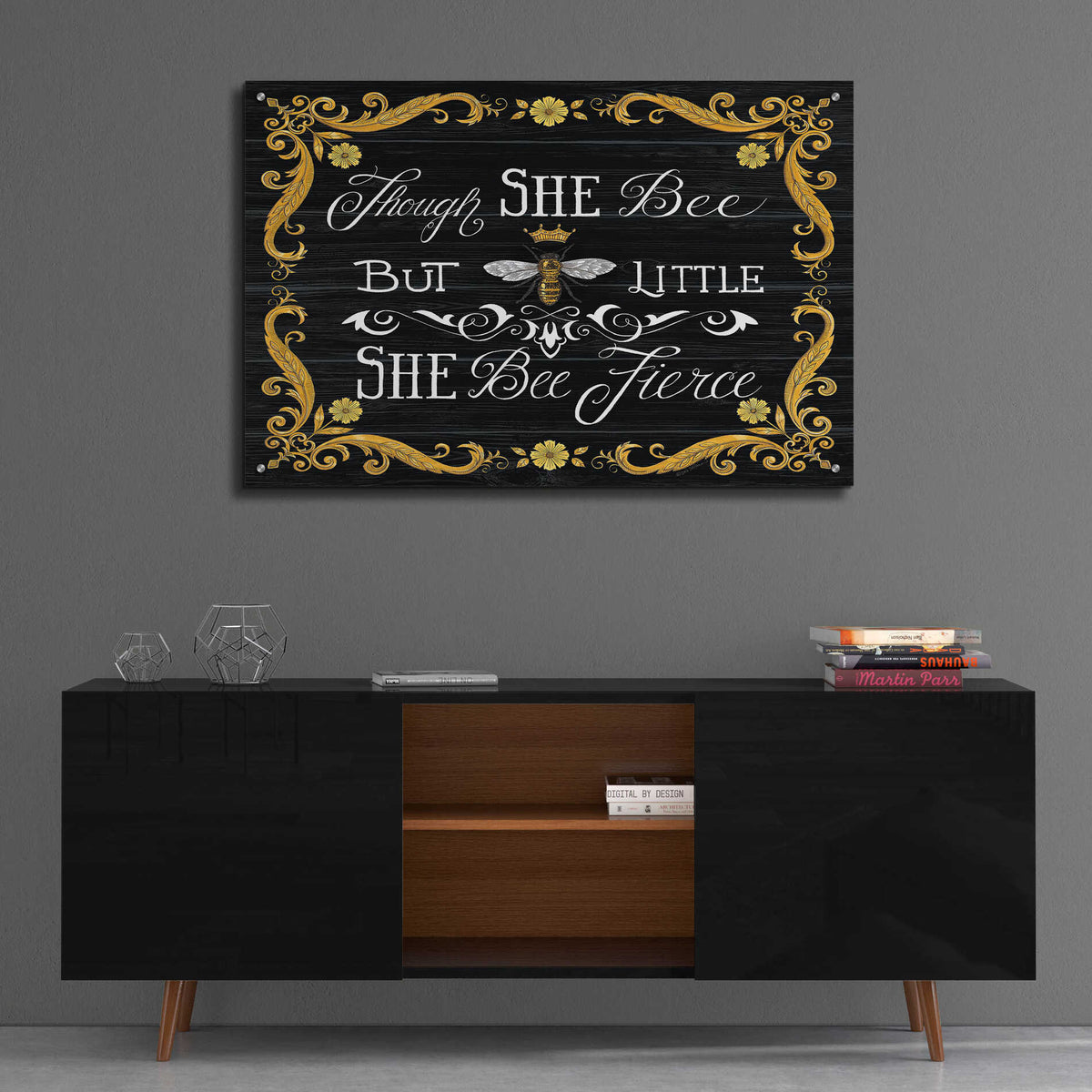 Epic Art 'She Bee Fierce' by Deb Strain, Acrylic Glass Wall Art,36x24