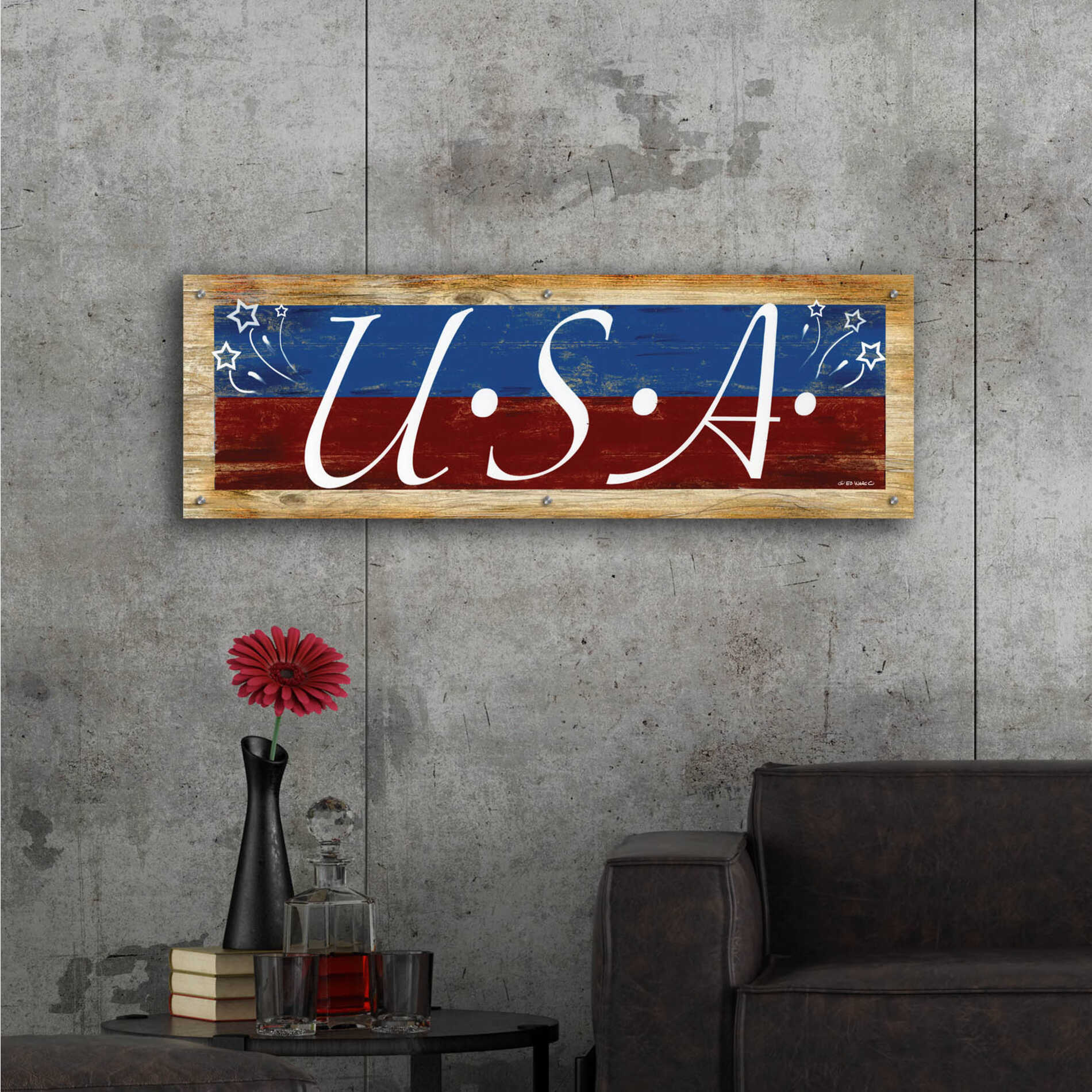 Epic Art 'USA' by Ed Wargo, Acrylic Glass Wall Art,48x16