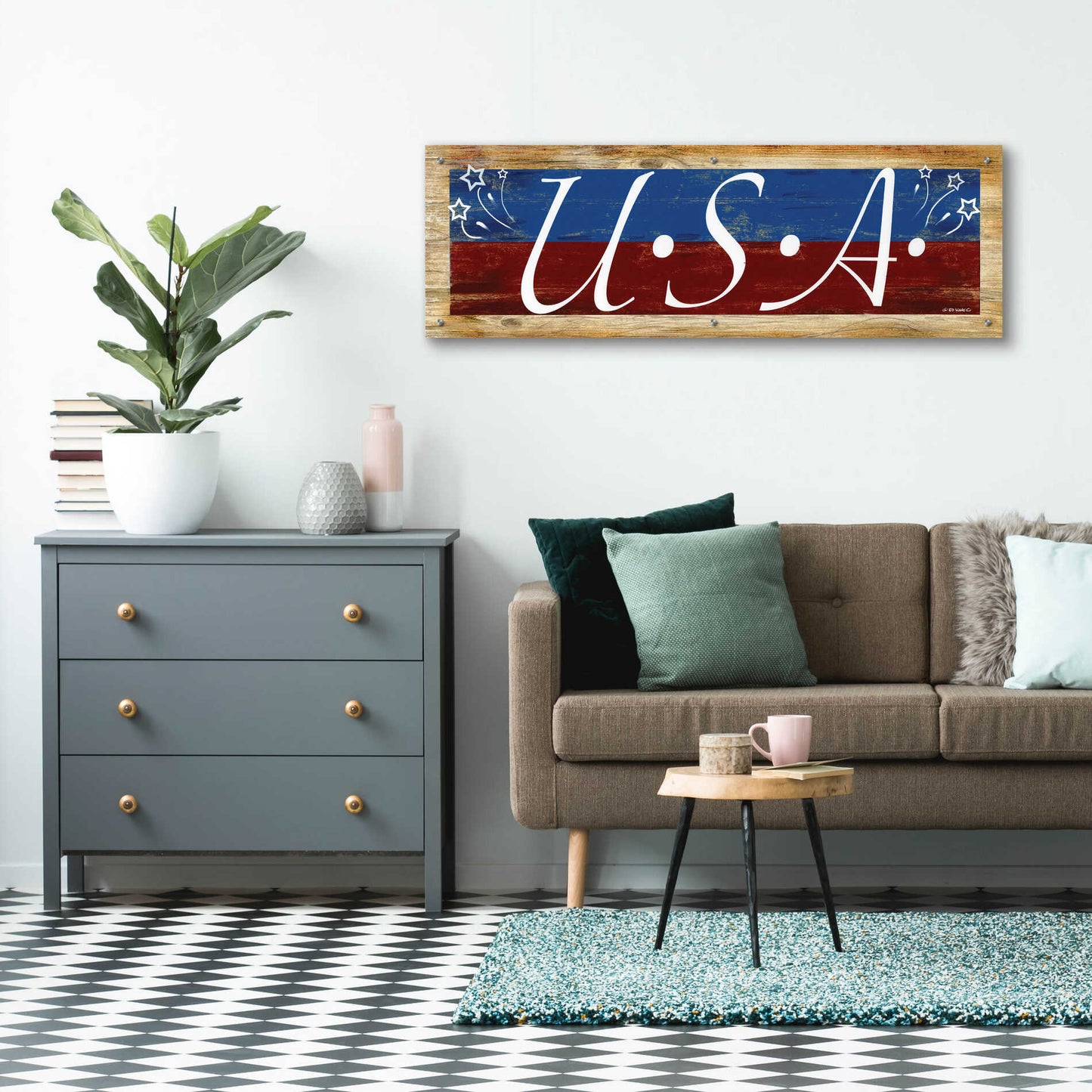 Epic Art 'USA' by Ed Wargo, Acrylic Glass Wall Art,48x16