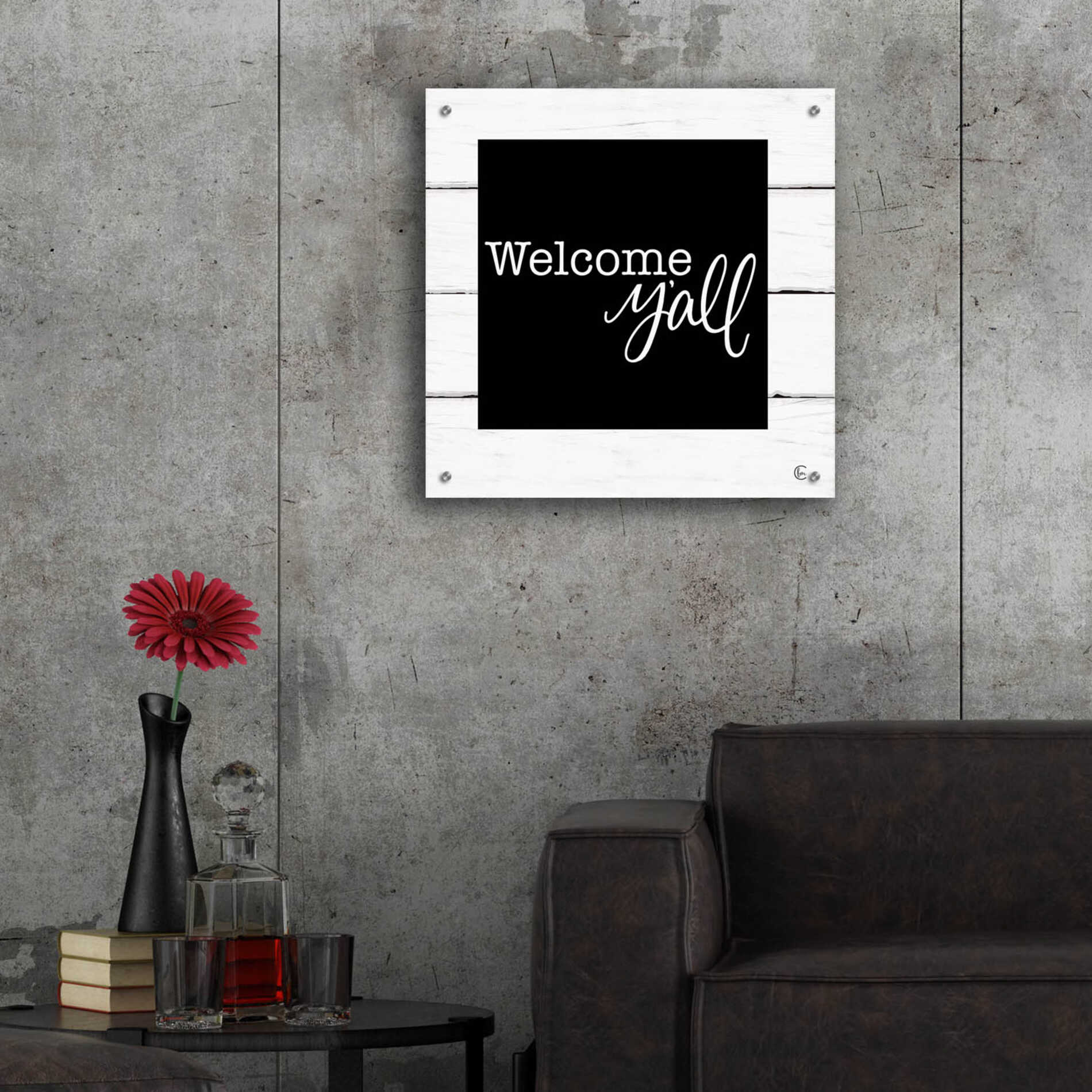 Epic Art 'Welcome Y'all ' by Fearfully Made Creations, Acrylic Glass Wall Art,24x24