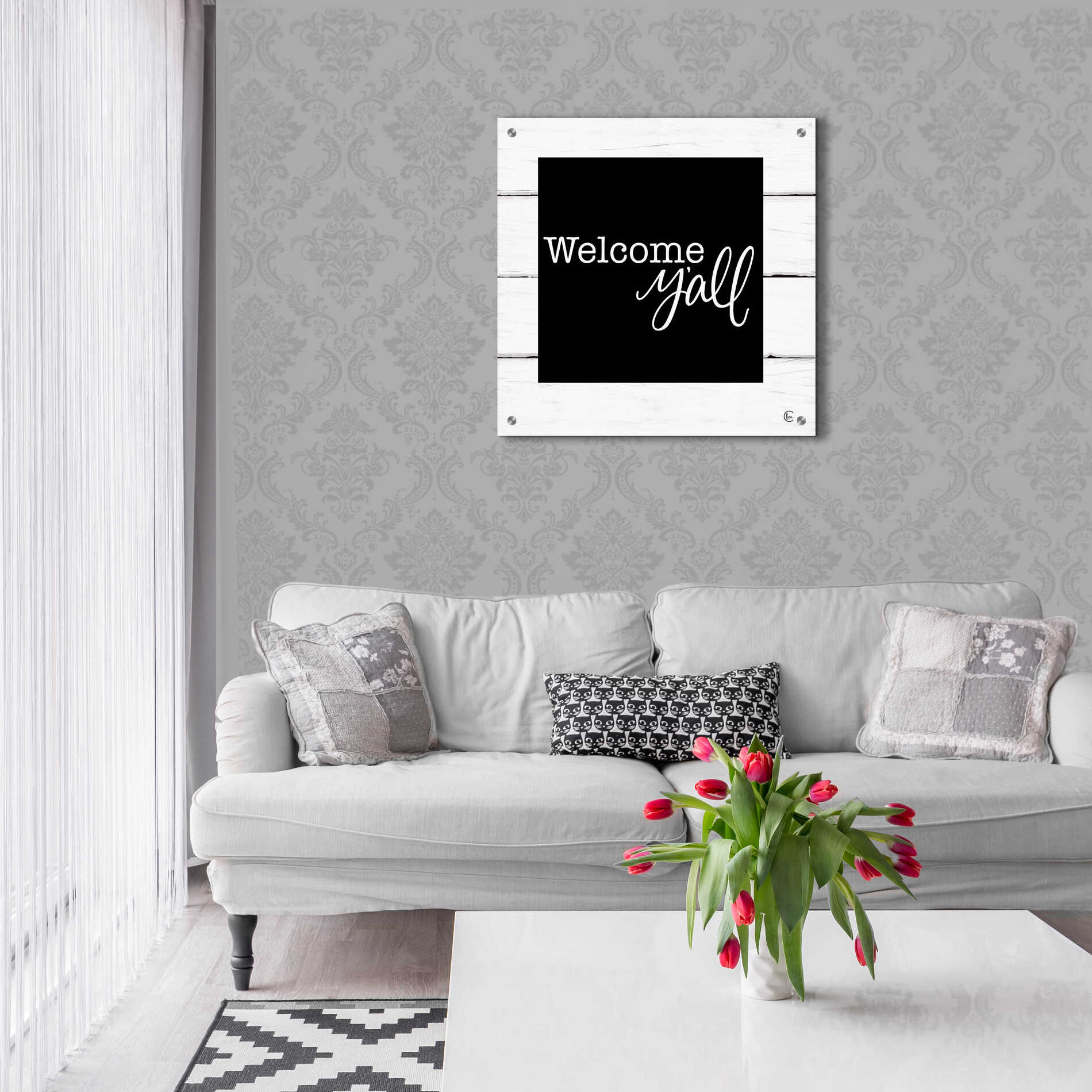 Epic Art 'Welcome Y'all ' by Fearfully Made Creations, Acrylic Glass Wall Art,24x24