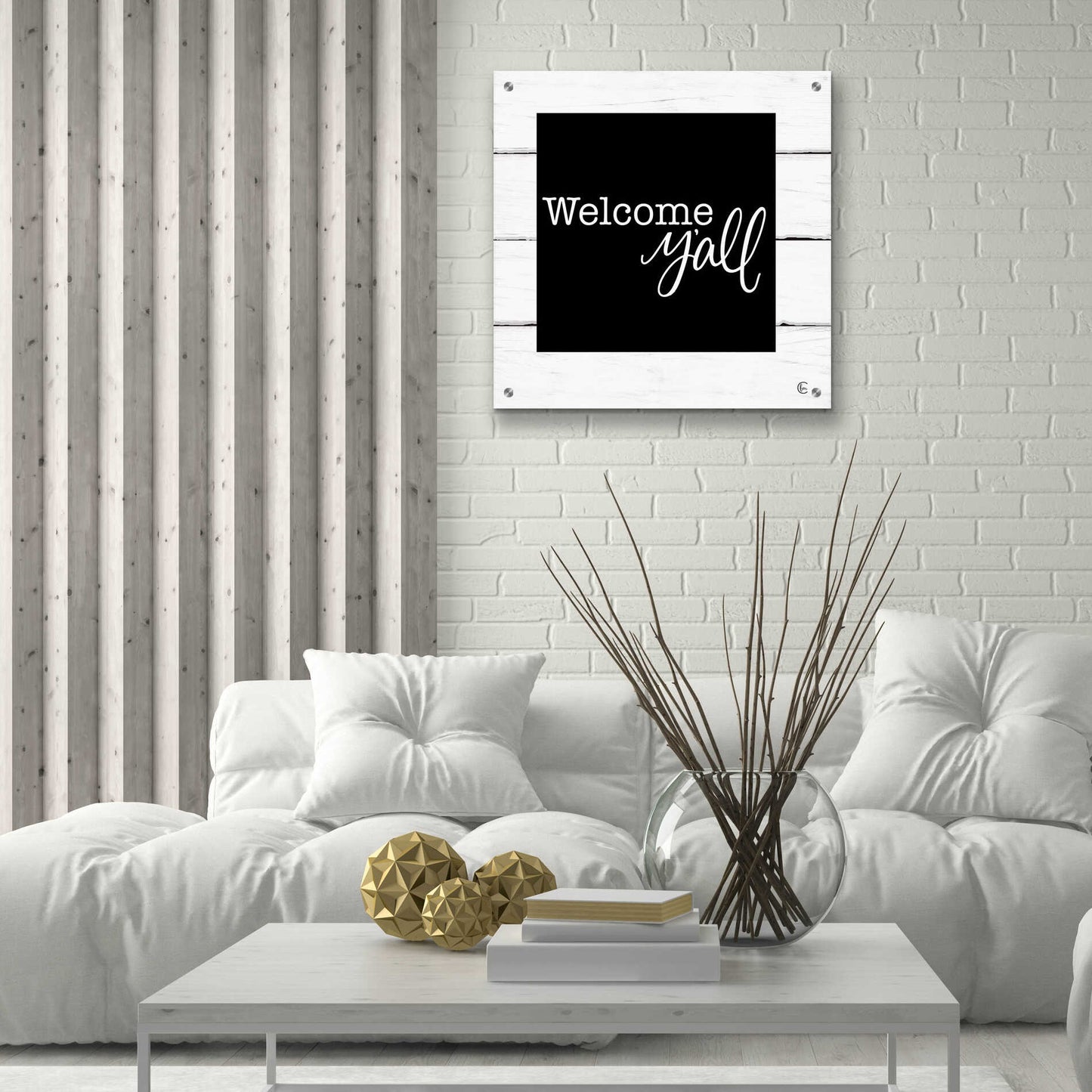 Epic Art 'Welcome Y'all ' by Fearfully Made Creations, Acrylic Glass Wall Art,24x24