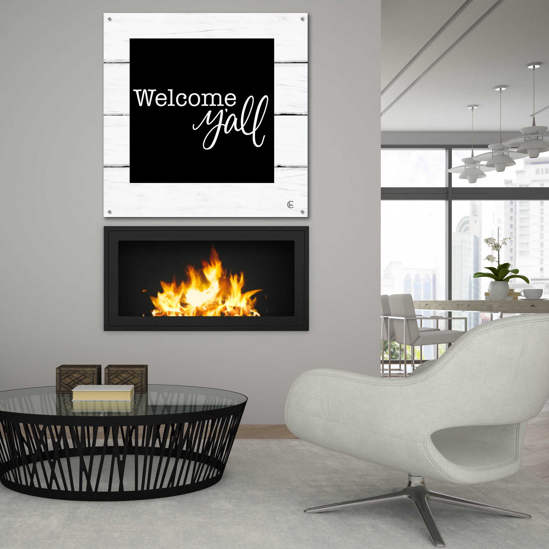 Epic Art 'Welcome Y'all ' by Fearfully Made Creations, Acrylic Glass Wall Art,36x36