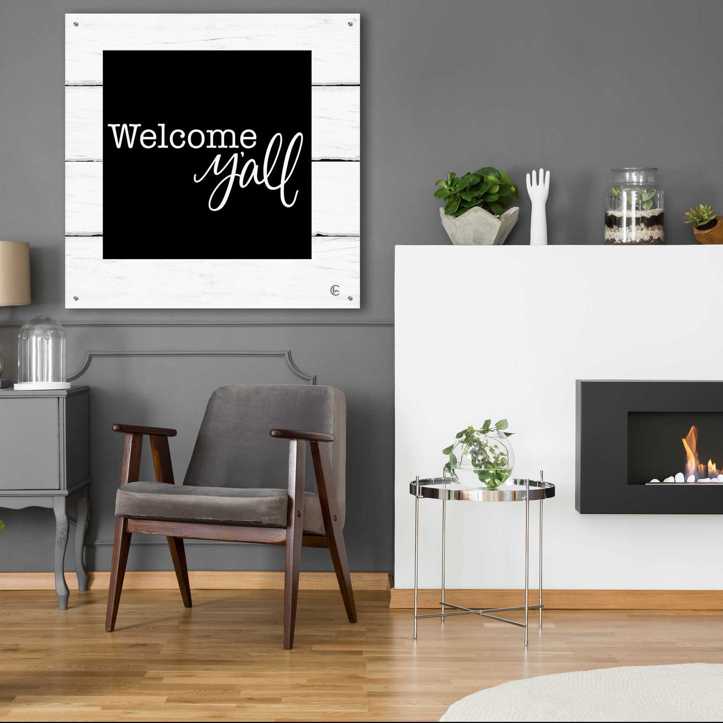 Epic Art 'Welcome Y'all ' by Fearfully Made Creations, Acrylic Glass Wall Art,36x36