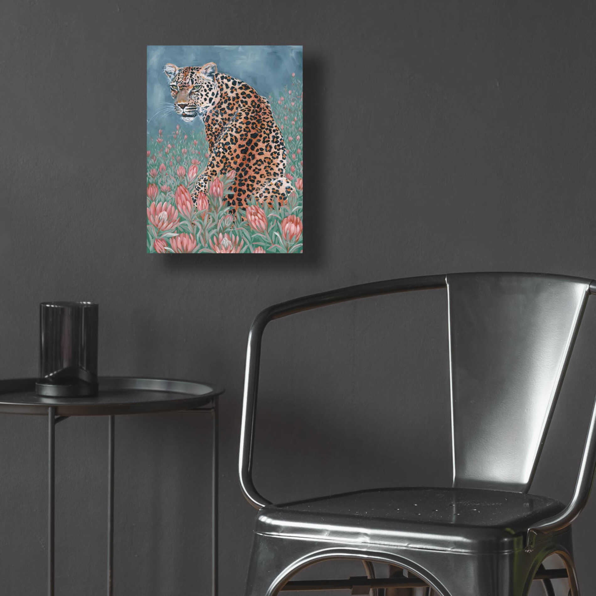 Epic Art 'Leopard in the Flowers' by JG Studios, Acrylic Glass Wall Art,12x16