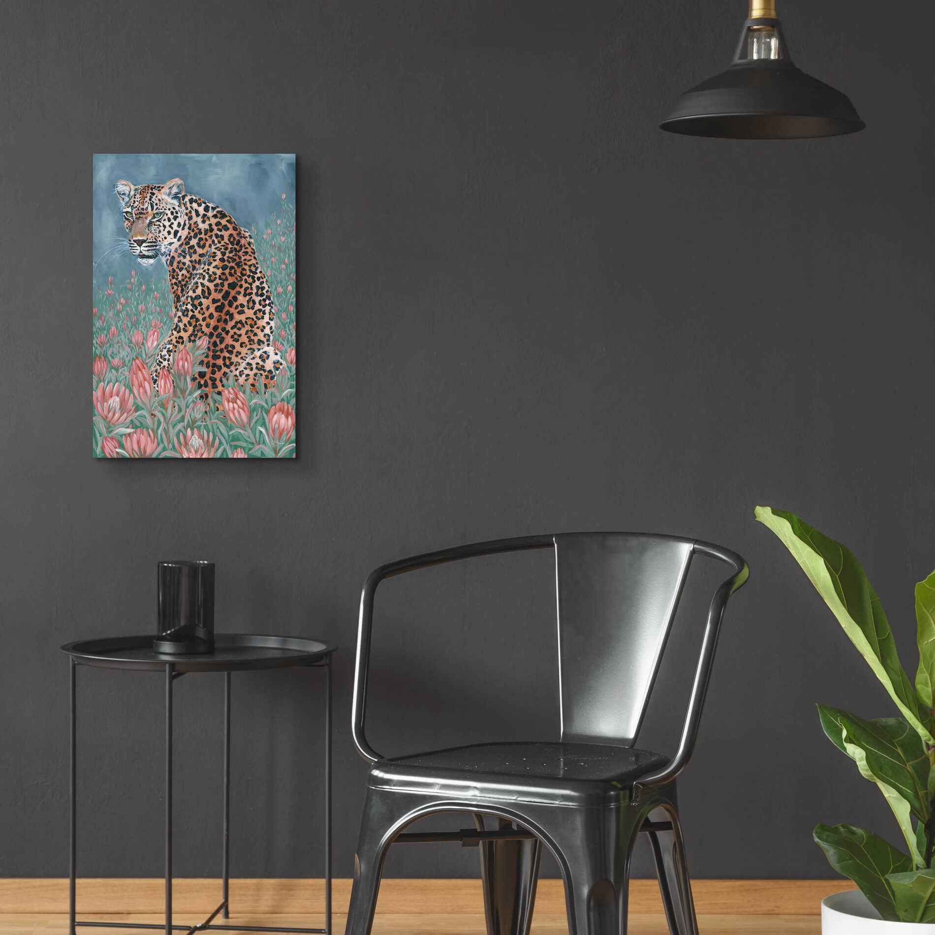 Epic Art 'Leopard in the Flowers' by JG Studios, Acrylic Glass Wall Art,16x24