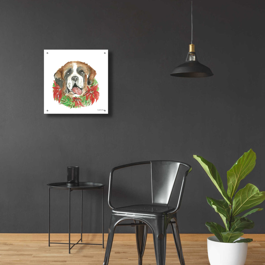 Epic Art 'Christmas Pup' by Jessica Mingo, Acrylic Glass Wall Art,24x24