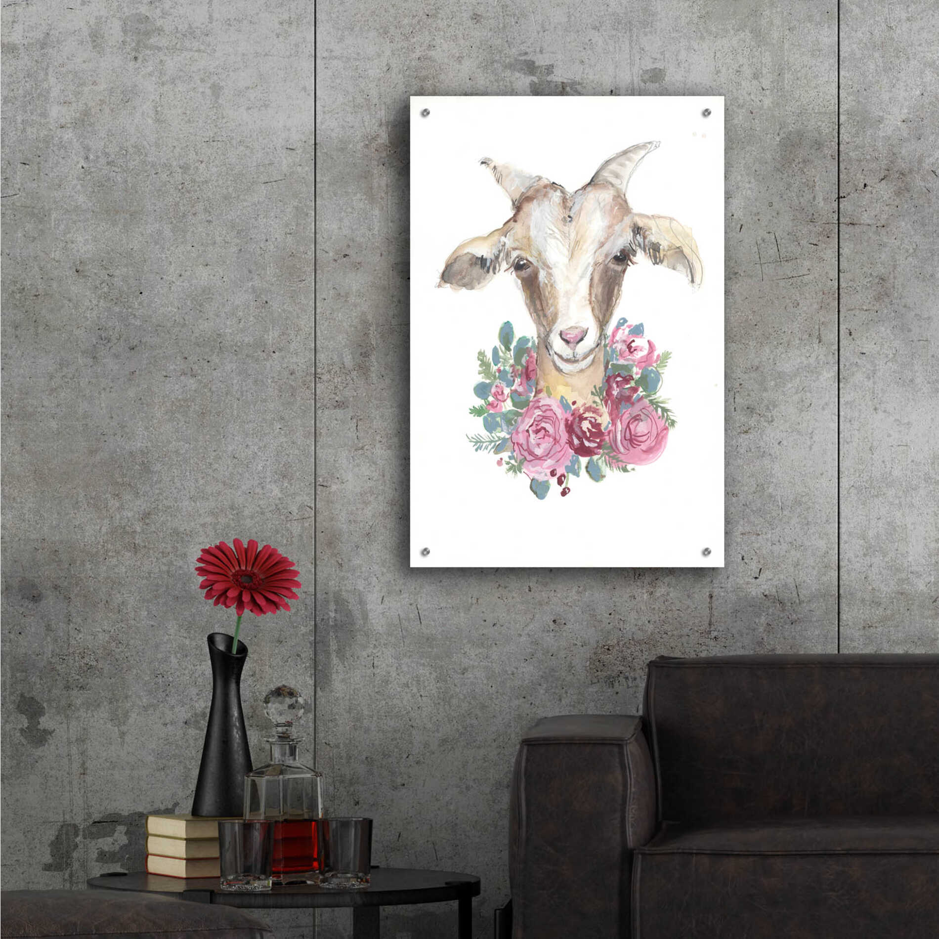 Epic Art 'Rosie the Goat' by Jessica Mingo, Acrylic Glass Wall Art,24x36