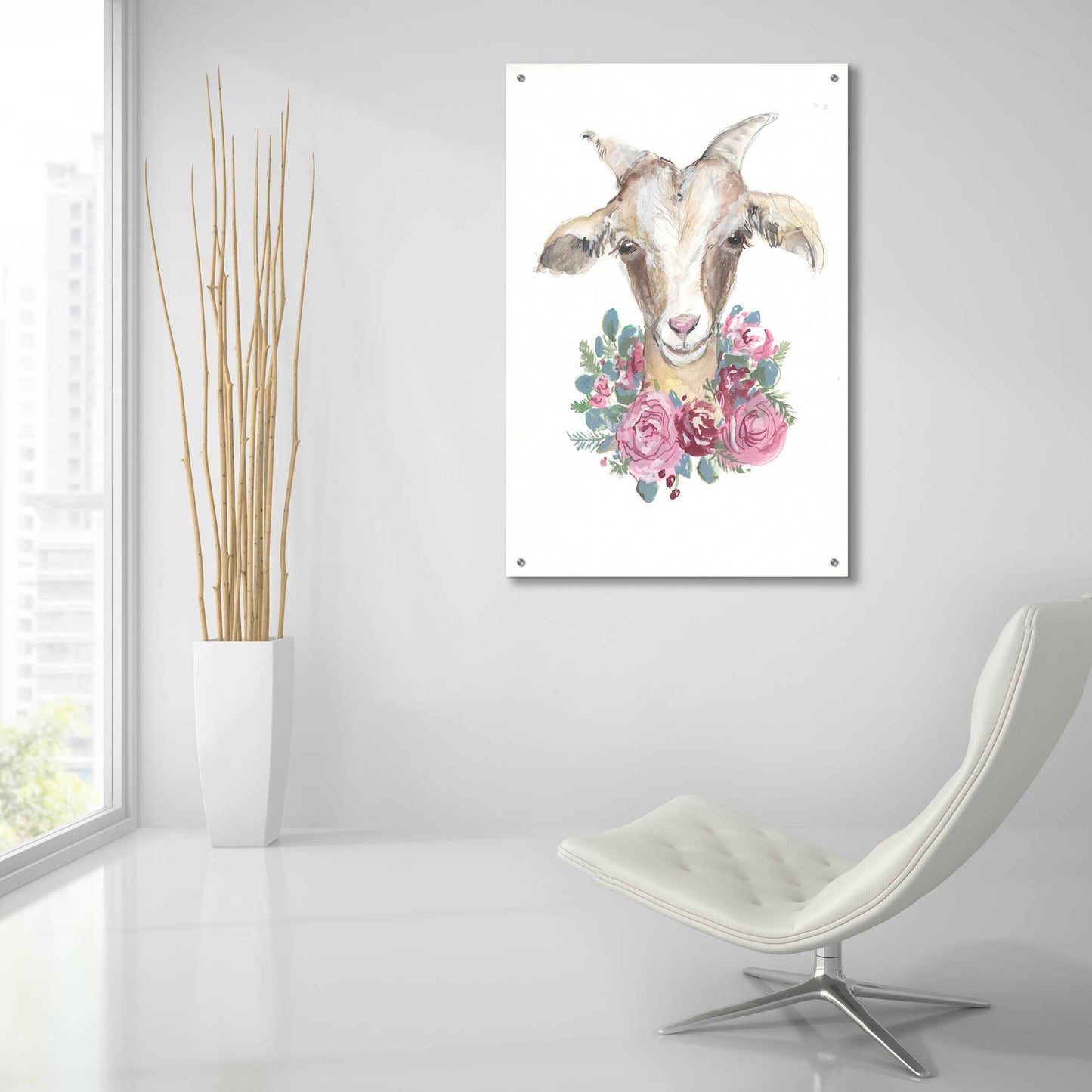 Epic Art 'Rosie the Goat' by Jessica Mingo, Acrylic Glass Wall Art,24x36