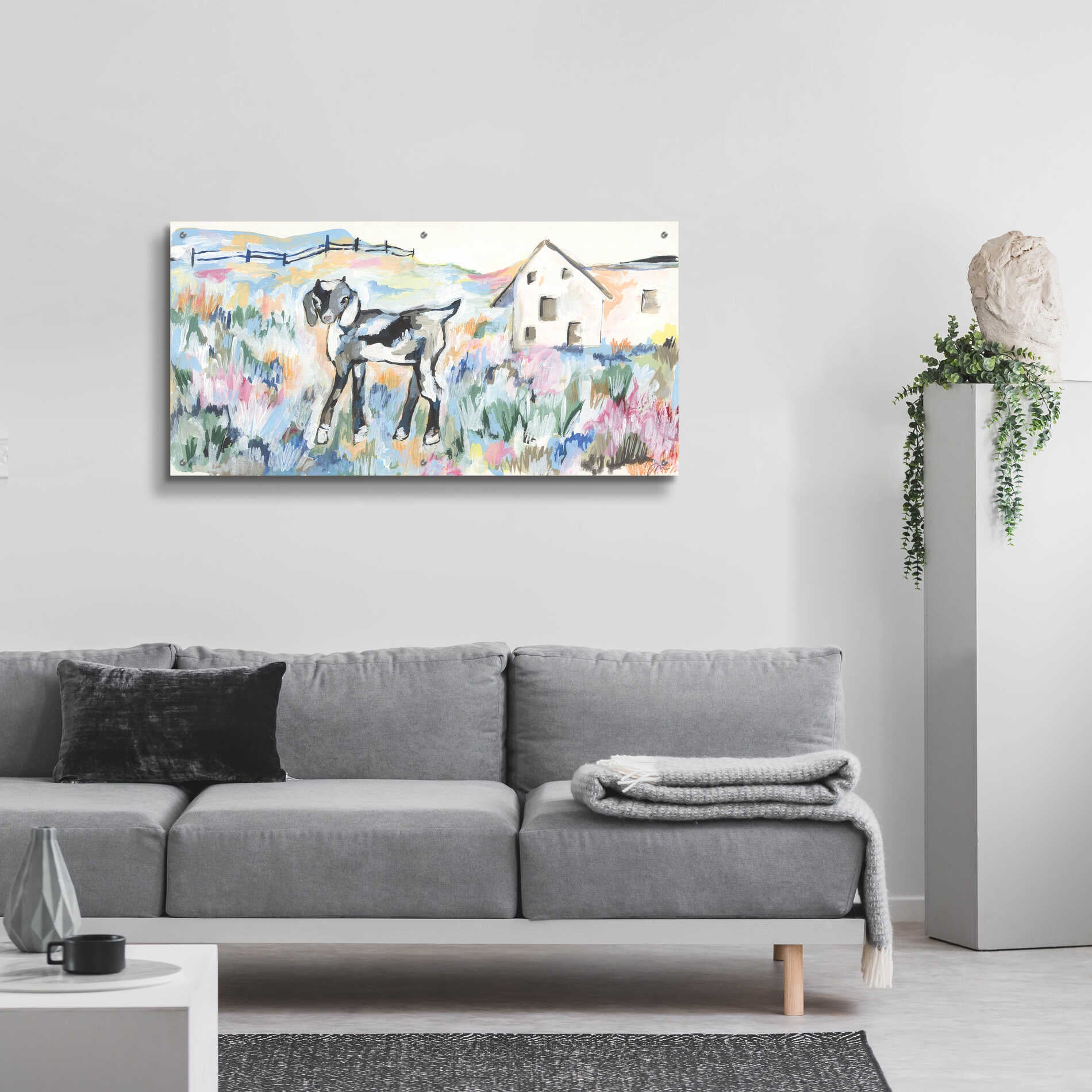 Epic Art 'Daisy the Goat' by Jessica Mingo, Acrylic Glass Wall Art,48x24