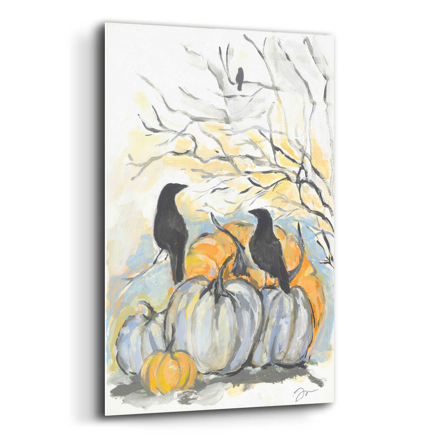 Epic Art 'Crows in the Pumpkin Patch' by Jessica Mingo, Acrylic Glass Wall Art,12x16