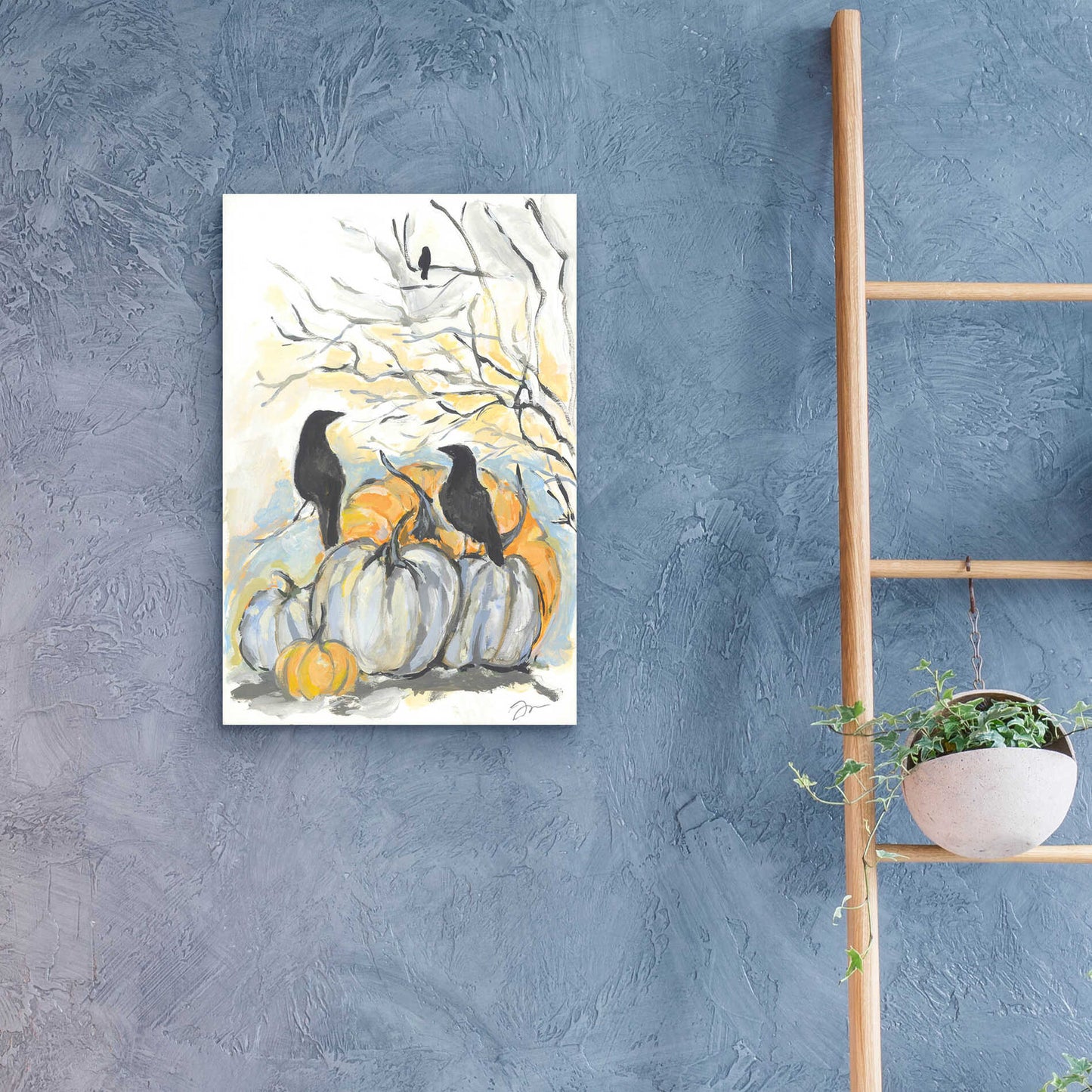 Epic Art 'Crows in the Pumpkin Patch' by Jessica Mingo, Acrylic Glass Wall Art,16x24