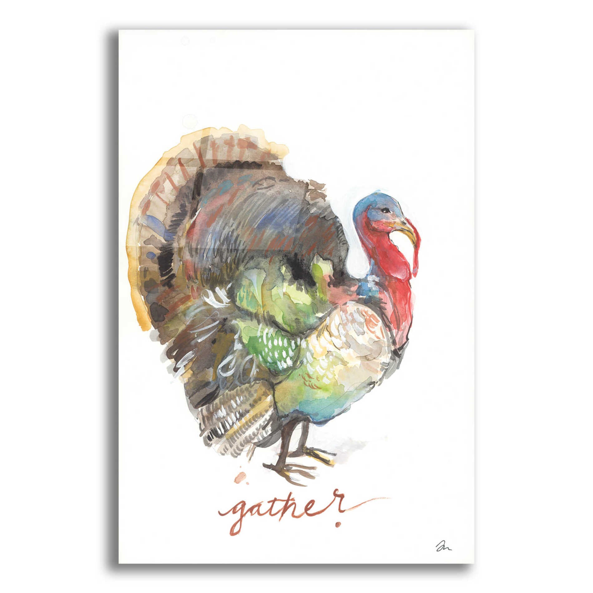 Epic Art 'Gather Turkey' by Jessica Mingo, Acrylic Glass Wall Art,16x24