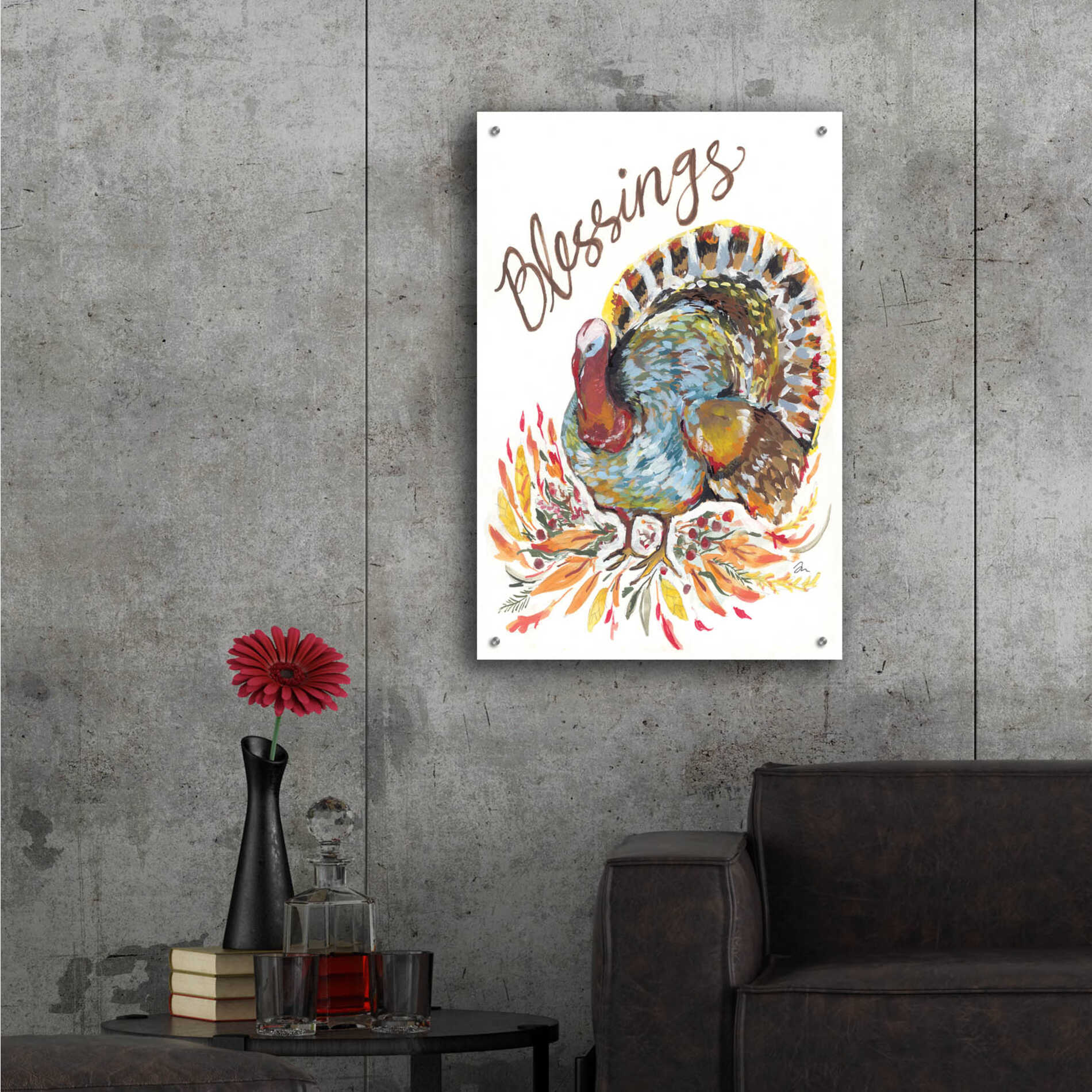 Epic Art 'Blessings Turkey' by Jessica Mingo, Acrylic Glass Wall Art,24x36