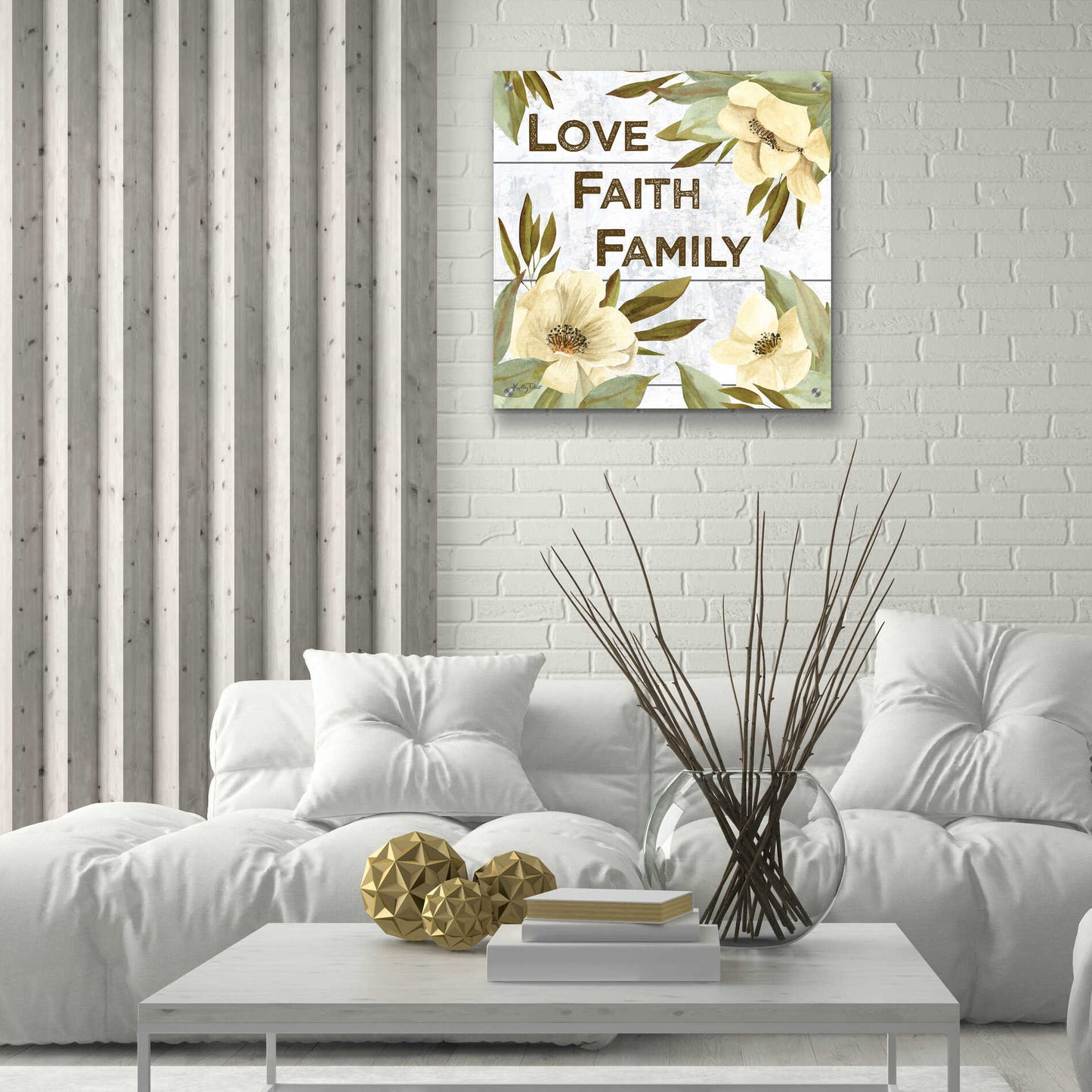Epic Art 'Love, Faith, Family' by Kelley Talent, Acrylic Glass Wall Art,24x24