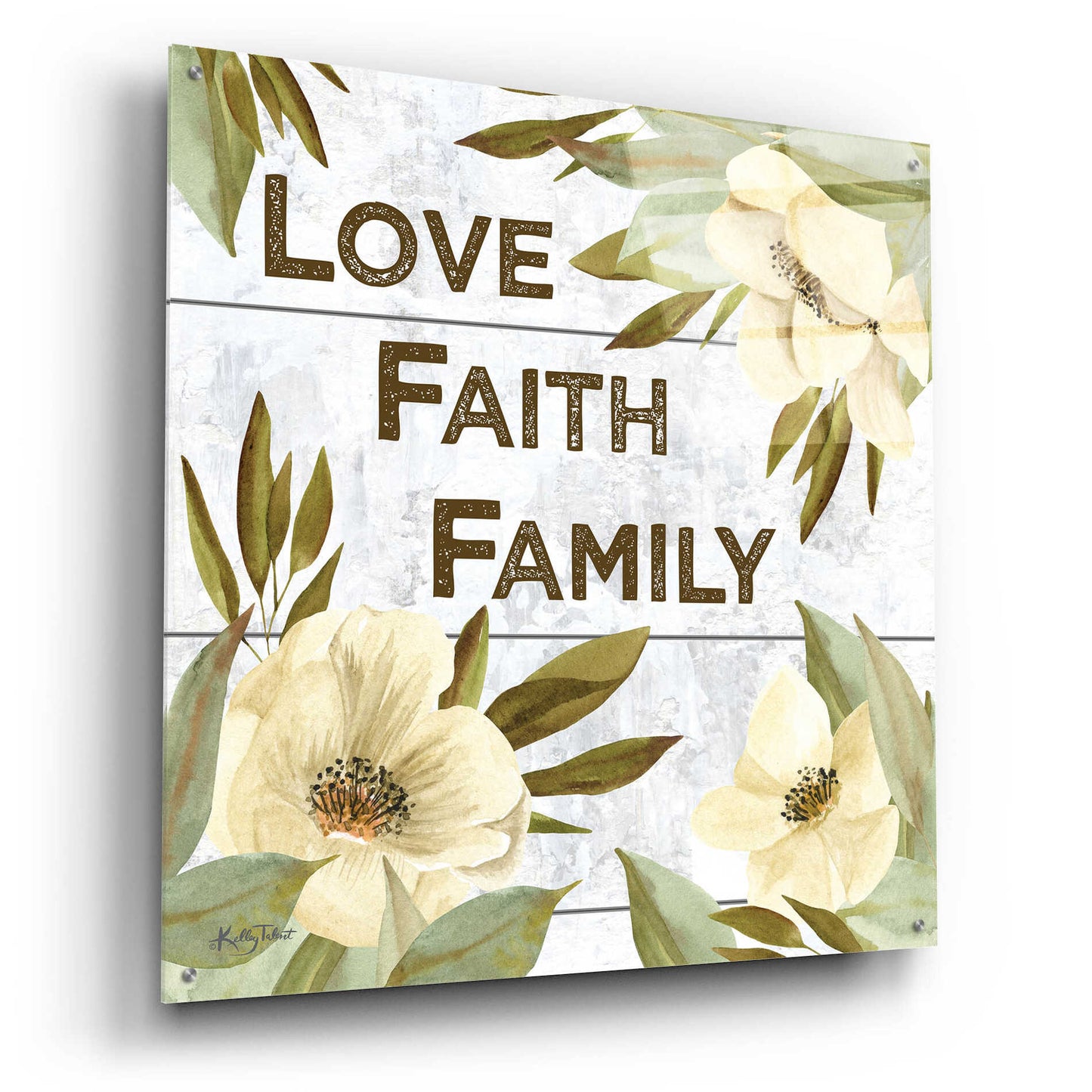 Epic Art 'Love, Faith, Family' by Kelley Talent, Acrylic Glass Wall Art,36x36