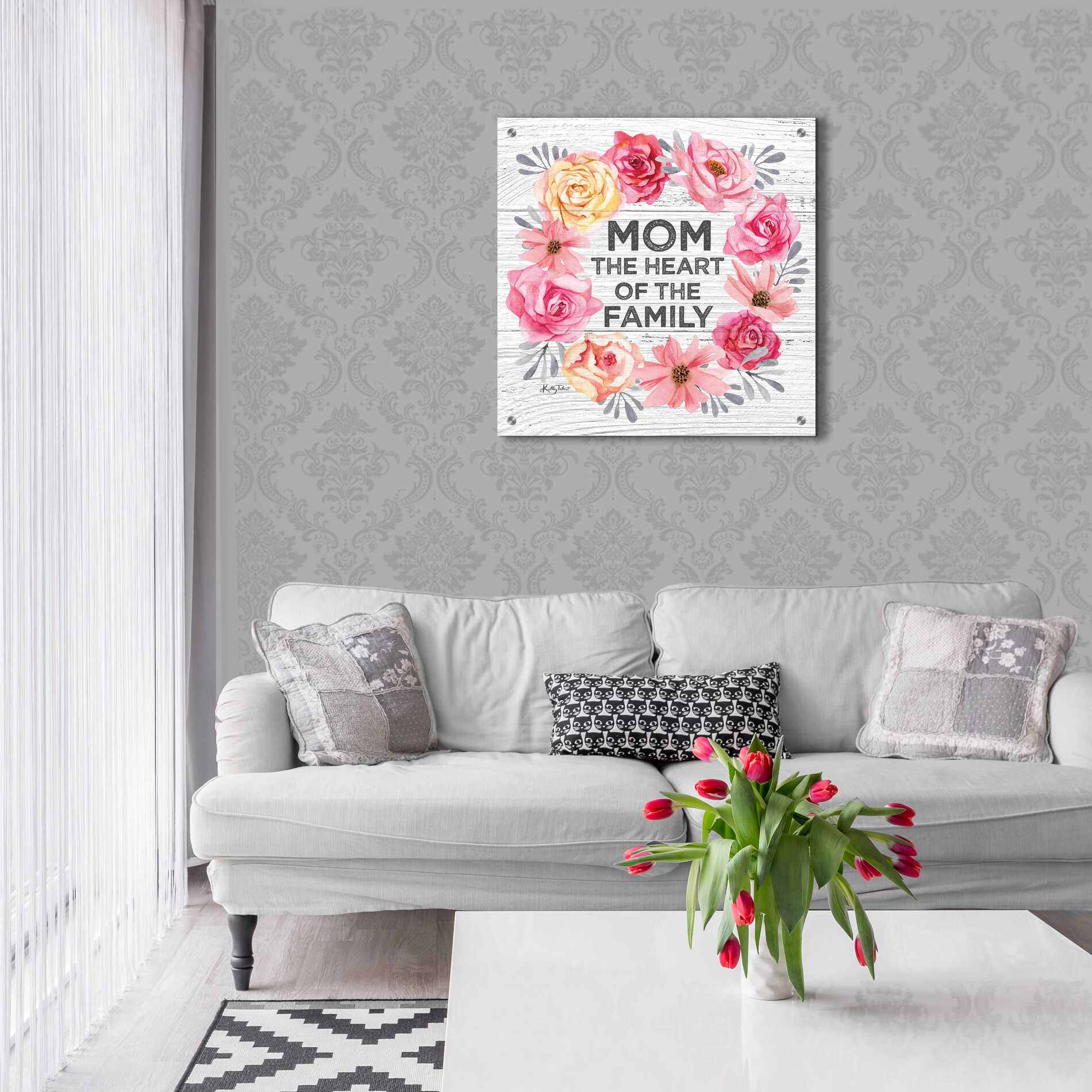Epic Art 'Mom - the Heart of the Family' by Kelley Talent, Acrylic Glass Wall Art,24x24