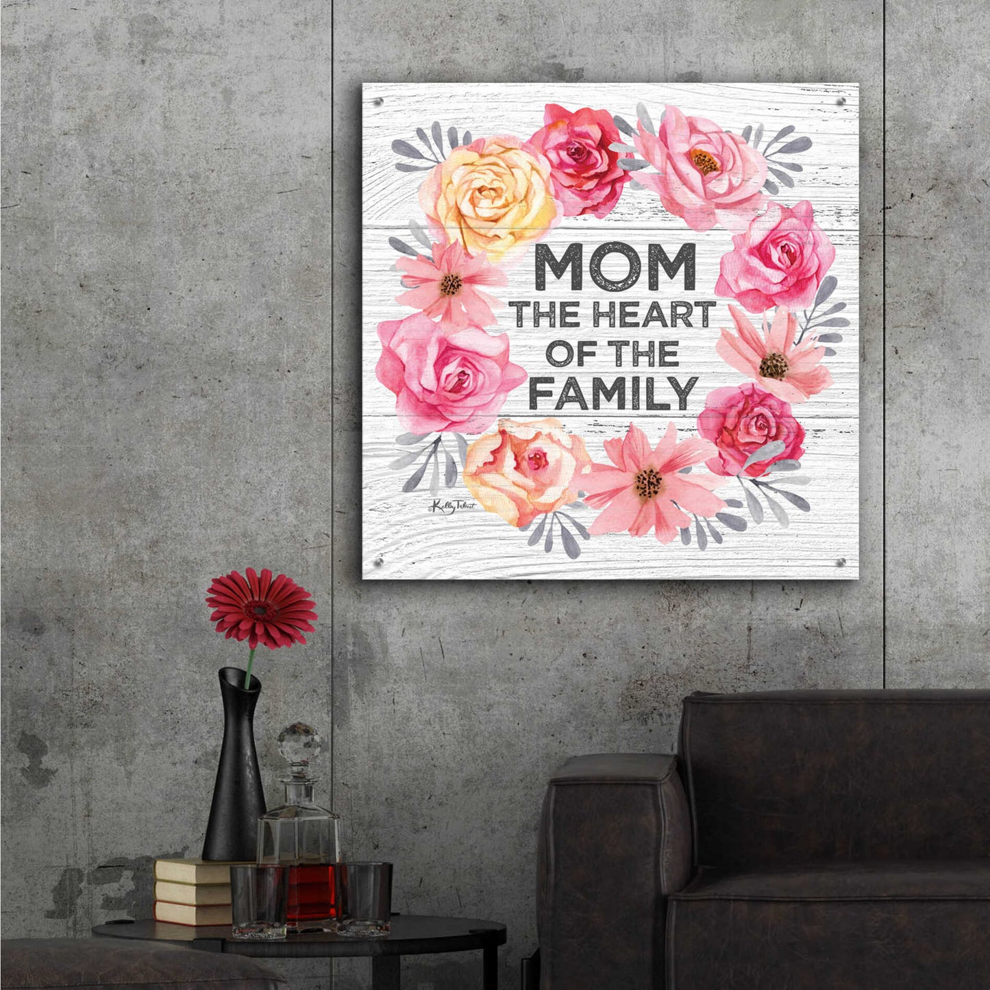 Epic Art 'Mom - the Heart of the Family' by Kelley Talent, Acrylic Glass Wall Art,36x36