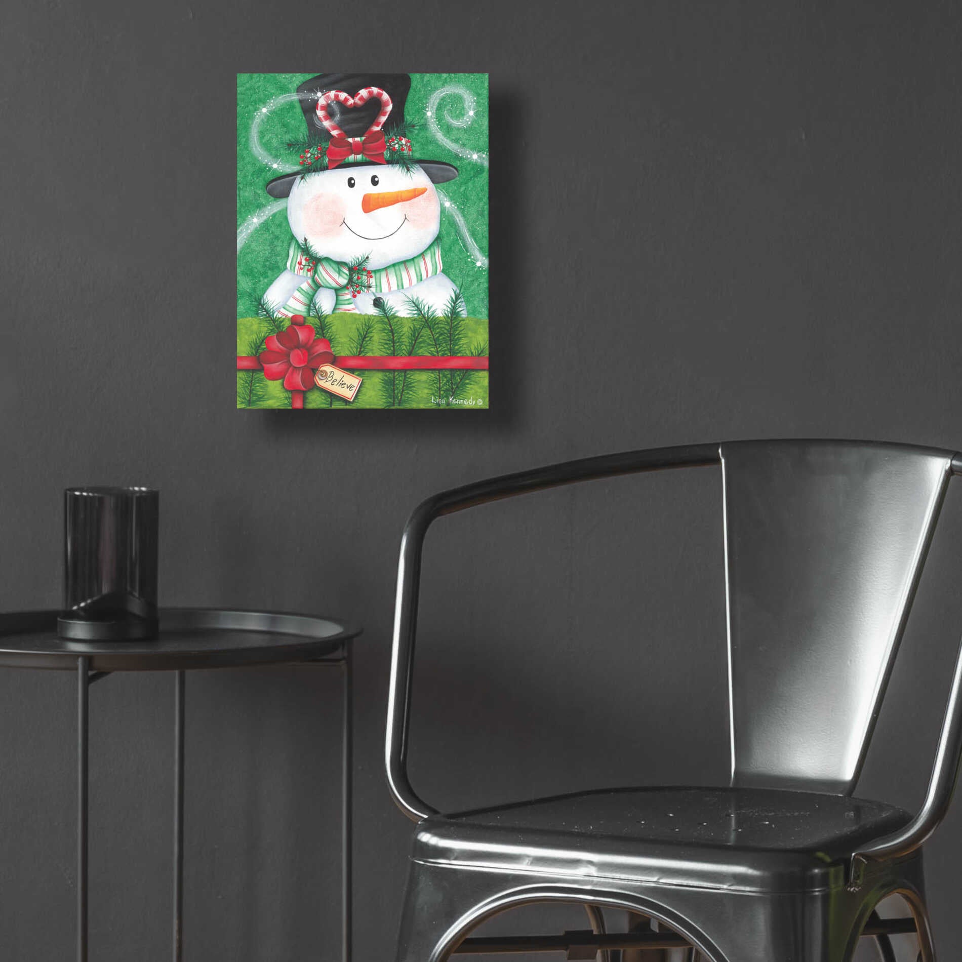 Epic Art 'Snowman Gift' by Lisa Kennedy, Acrylic Glass Wall Art,12x16