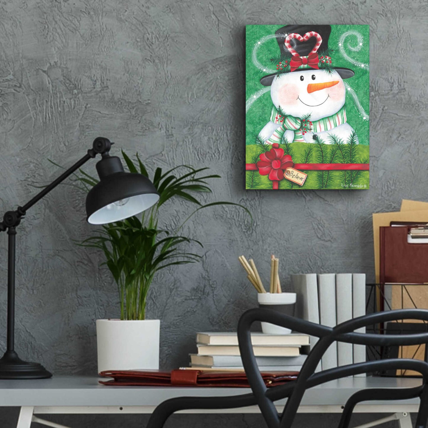 Epic Art 'Snowman Gift' by Lisa Kennedy, Acrylic Glass Wall Art,12x16