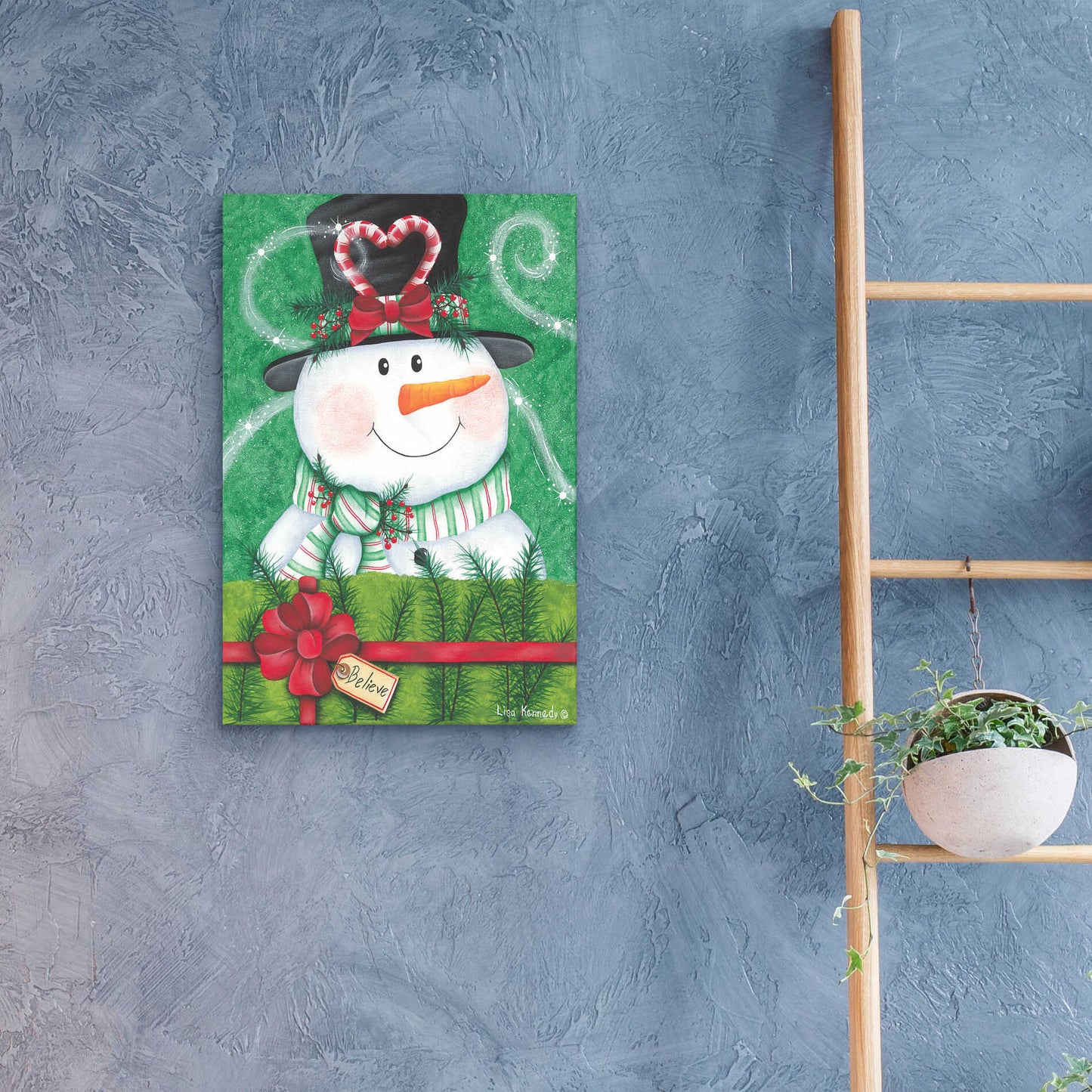 Epic Art 'Snowman Gift' by Lisa Kennedy, Acrylic Glass Wall Art,16x24